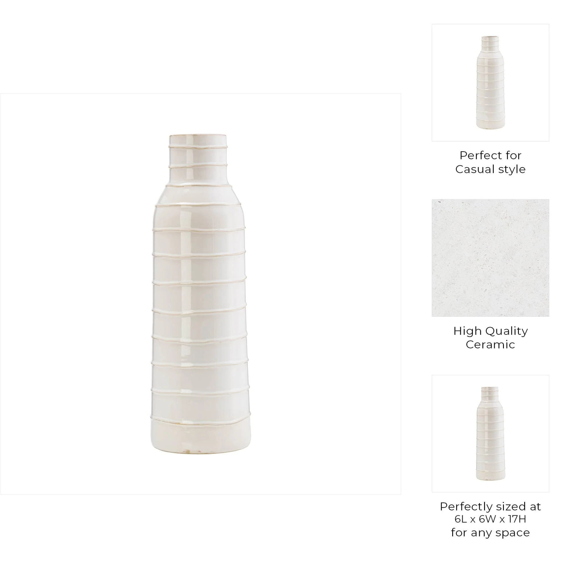 Cer, 17"h Tribal Vase, Ivory - Image 7