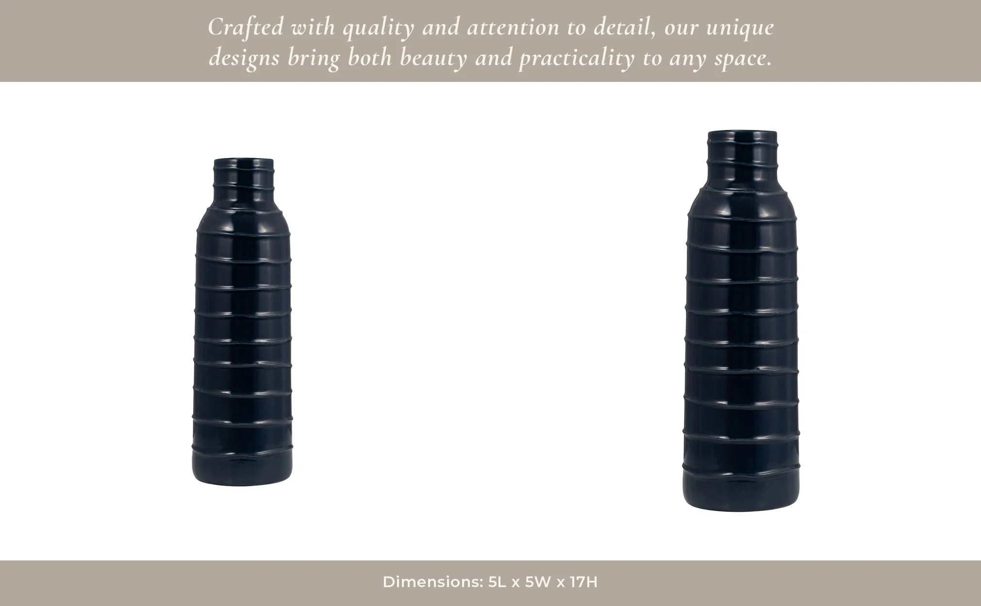 Cer, 17"h Tribal Vase, Navy Blue - Image 15