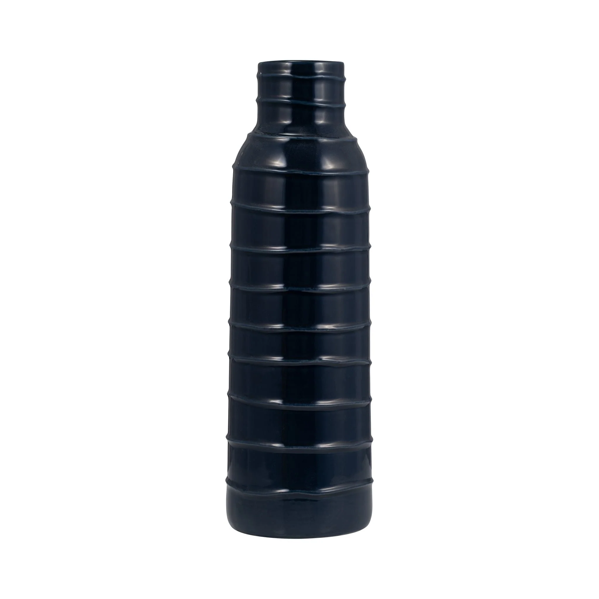 Cer, 17"h Tribal Vase, Navy Blue - Image 2