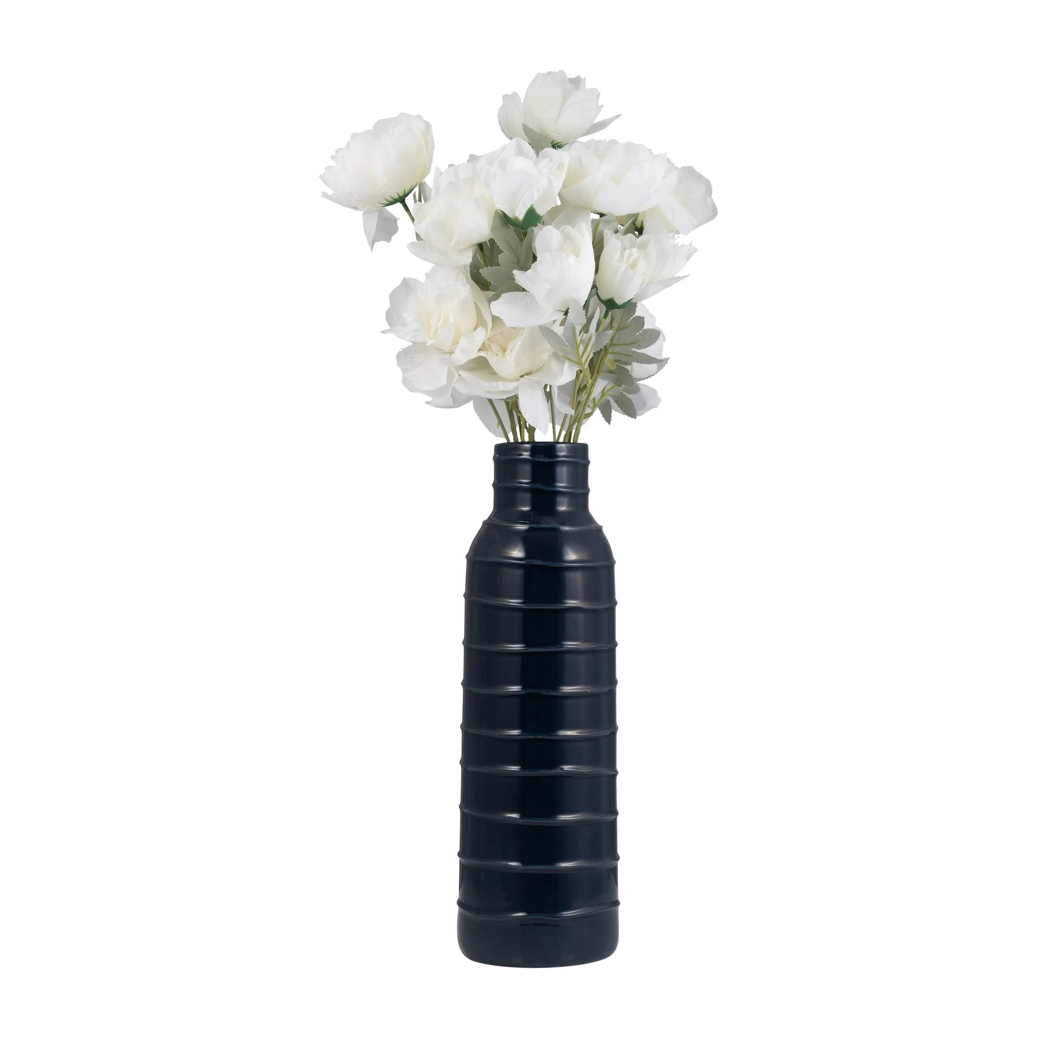Cer, 17"h Tribal Vase, Navy Blue - Image 3