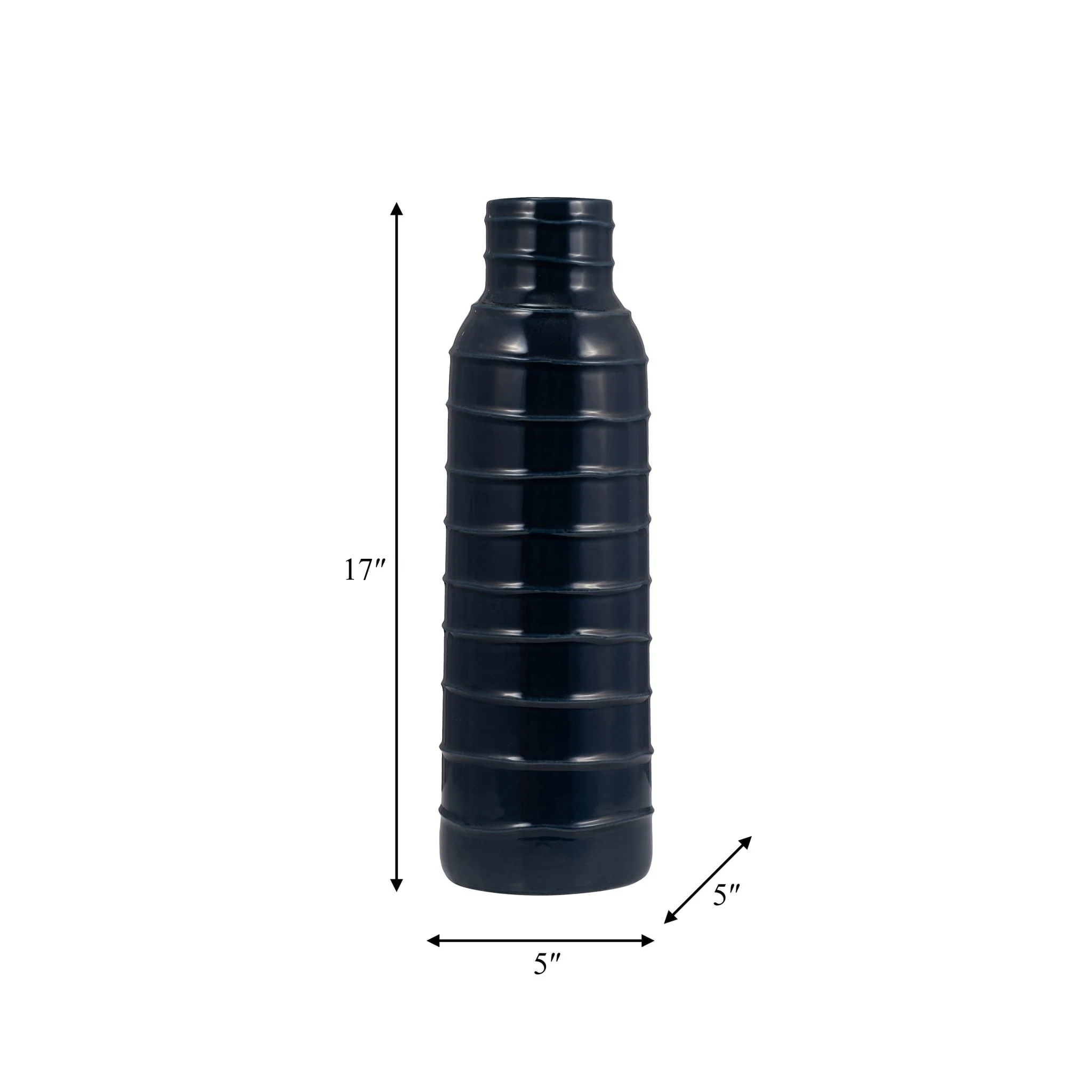 Cer, 17"h Tribal Vase, Navy Blue - Image 9