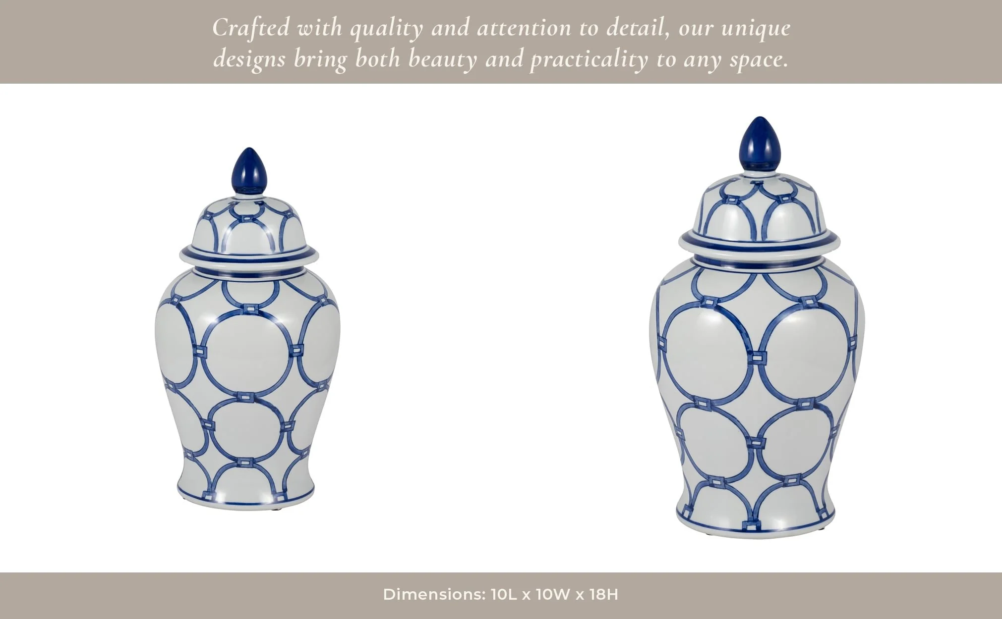 Cer, 18" Links Temple Jar, Blue/white - Image 13