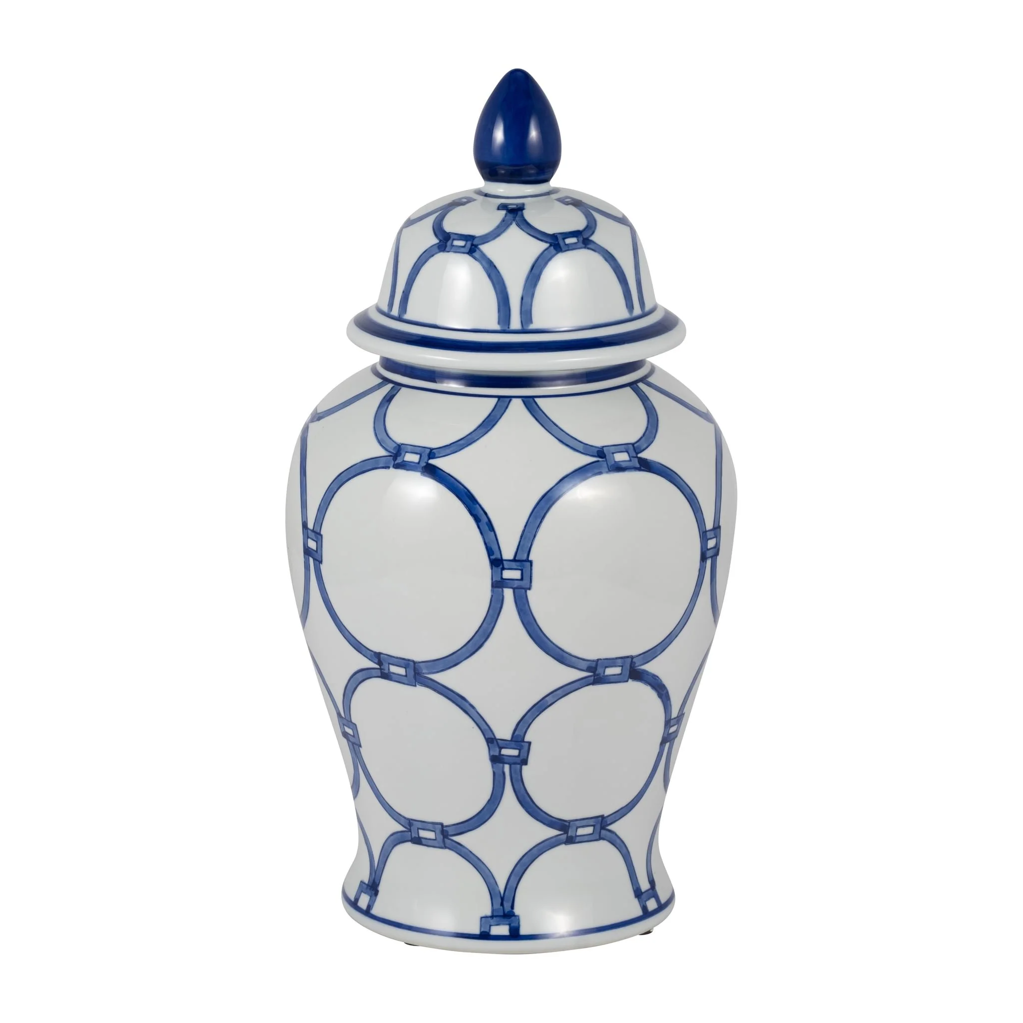 Cer, 18" Links Temple Jar, Blue/white - Image 2