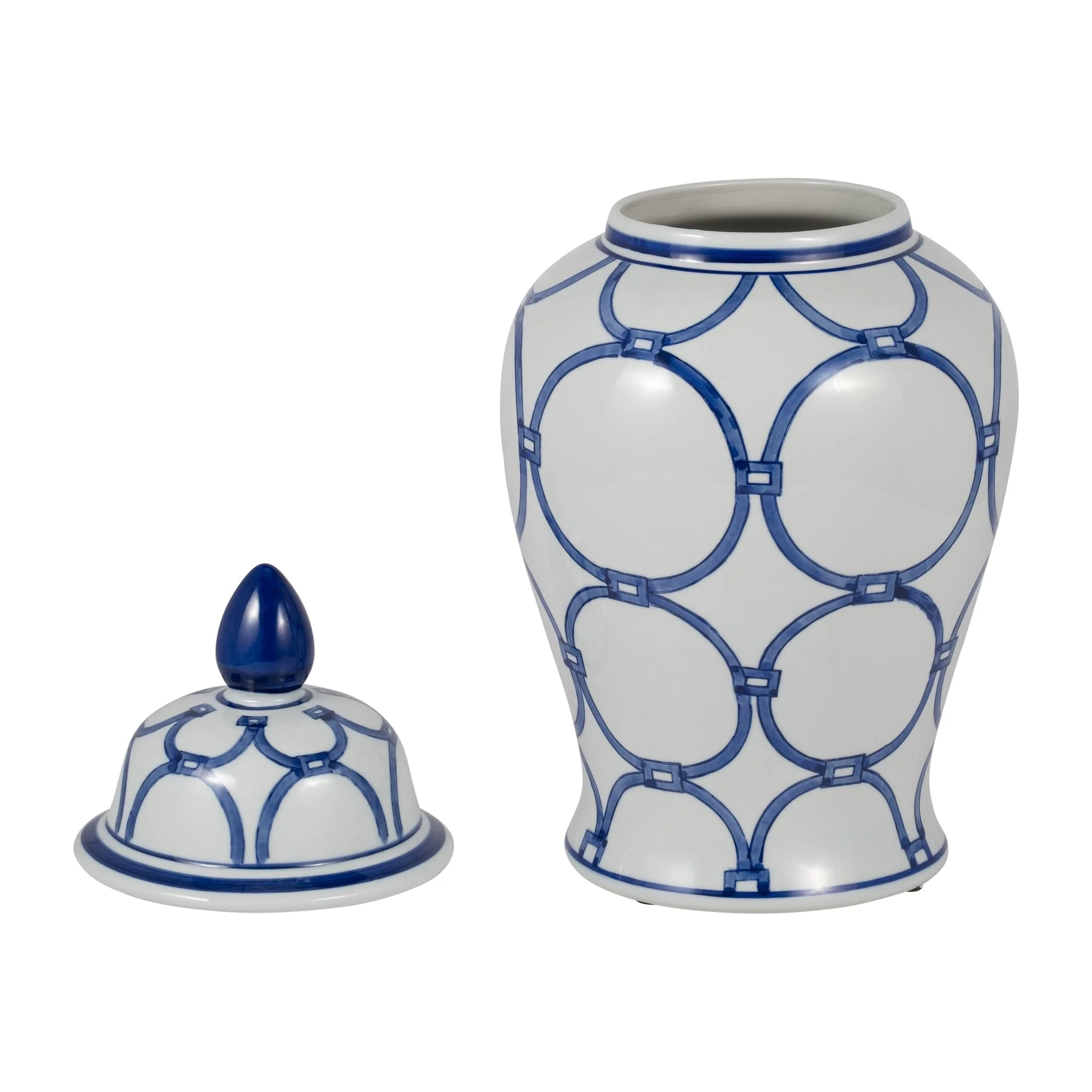 Cer, 18" Links Temple Jar, Blue/white - Image 3