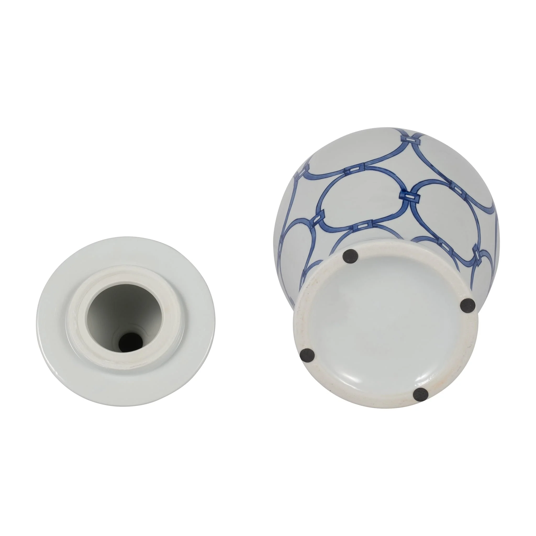 Cer, 18" Links Temple Jar, Blue/white - Image 7