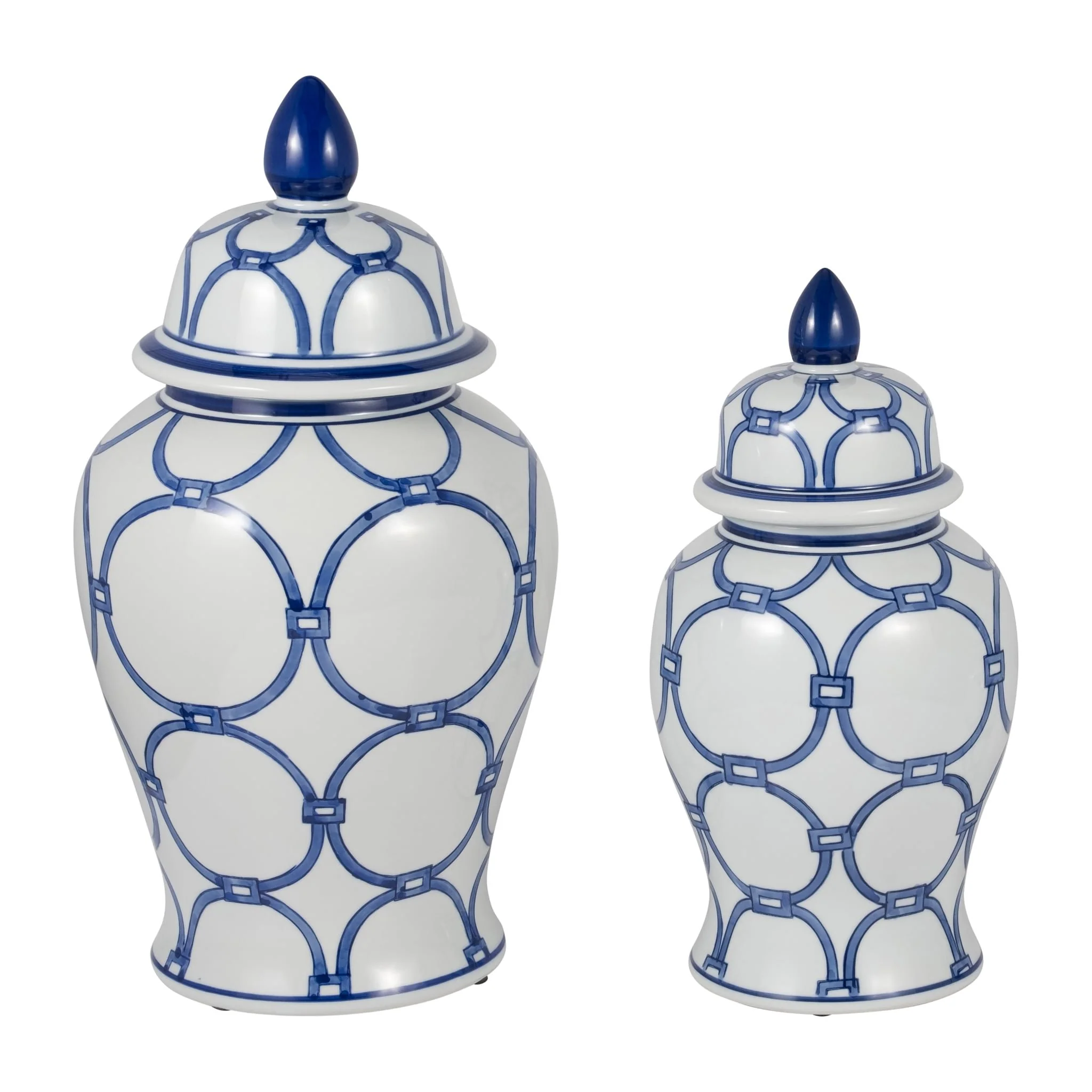 Cer, 18" Links Temple Jar, Blue/white - Image 8