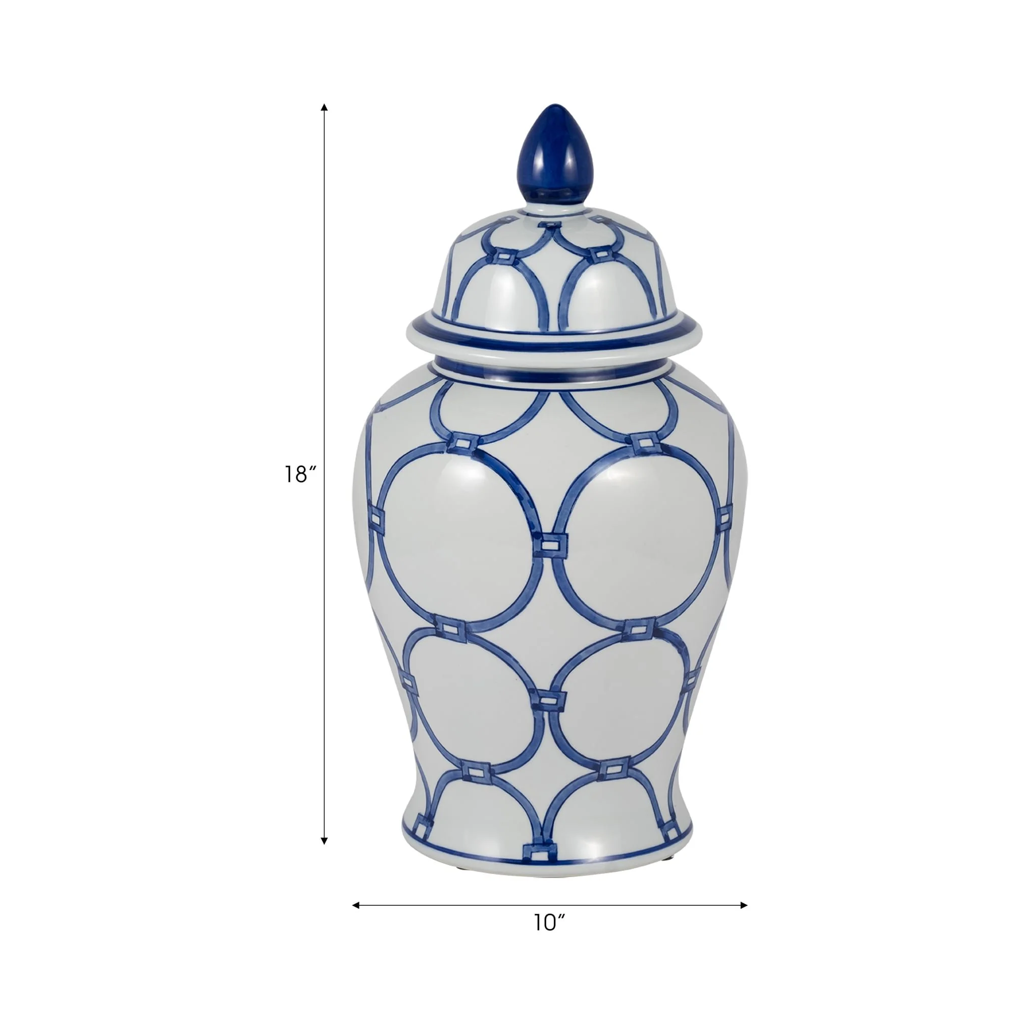 Cer, 18" Links Temple Jar, Blue/white - Image 9