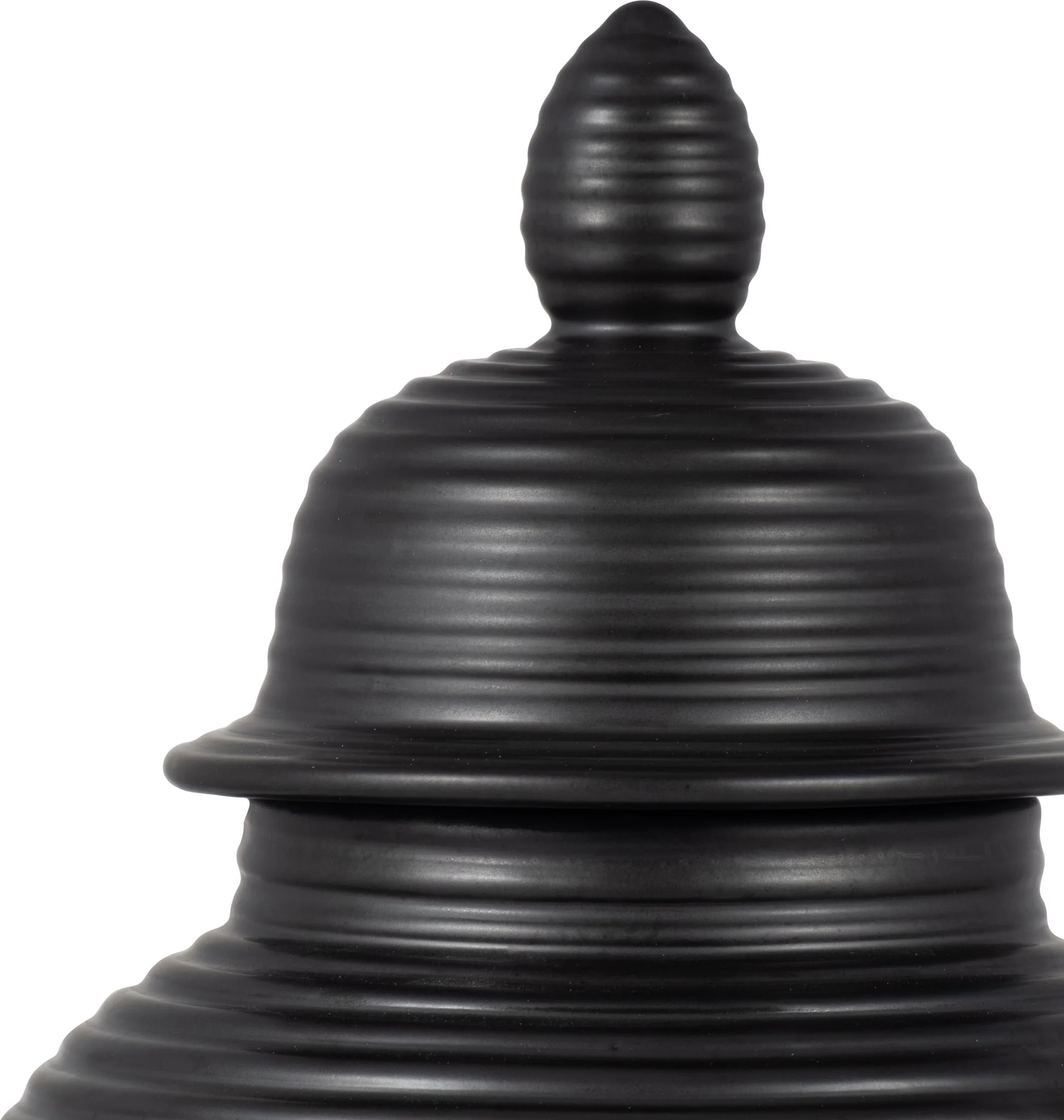 Cer, 18" Ribbed Temple Jar, Black - Image 3