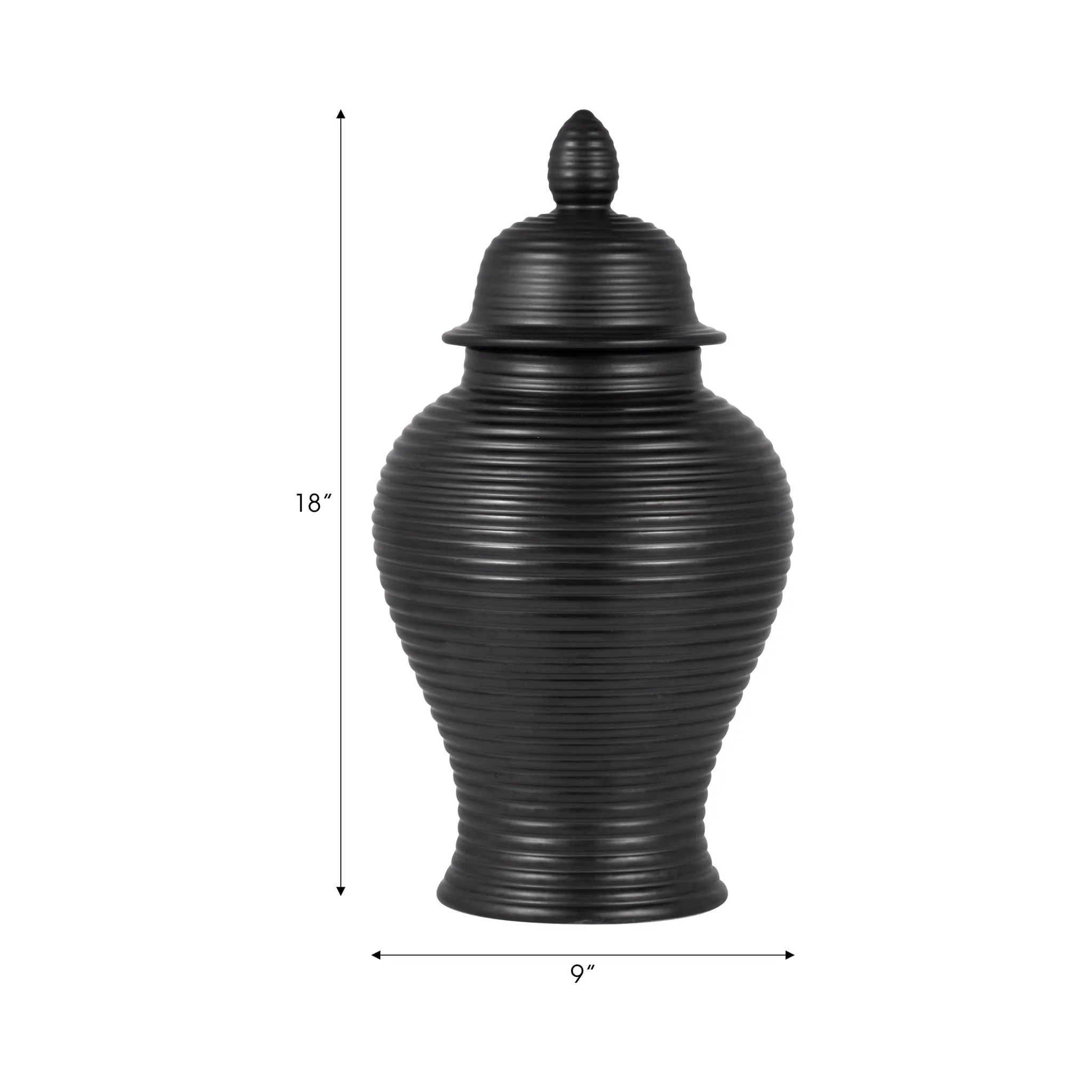 Cer, 18" Ribbed Temple Jar, Black - Image 8