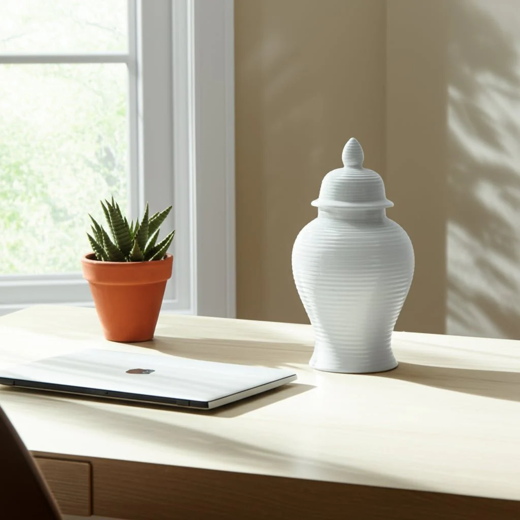 Cer, 18" Ribbed Temple Jar, White - Image 11