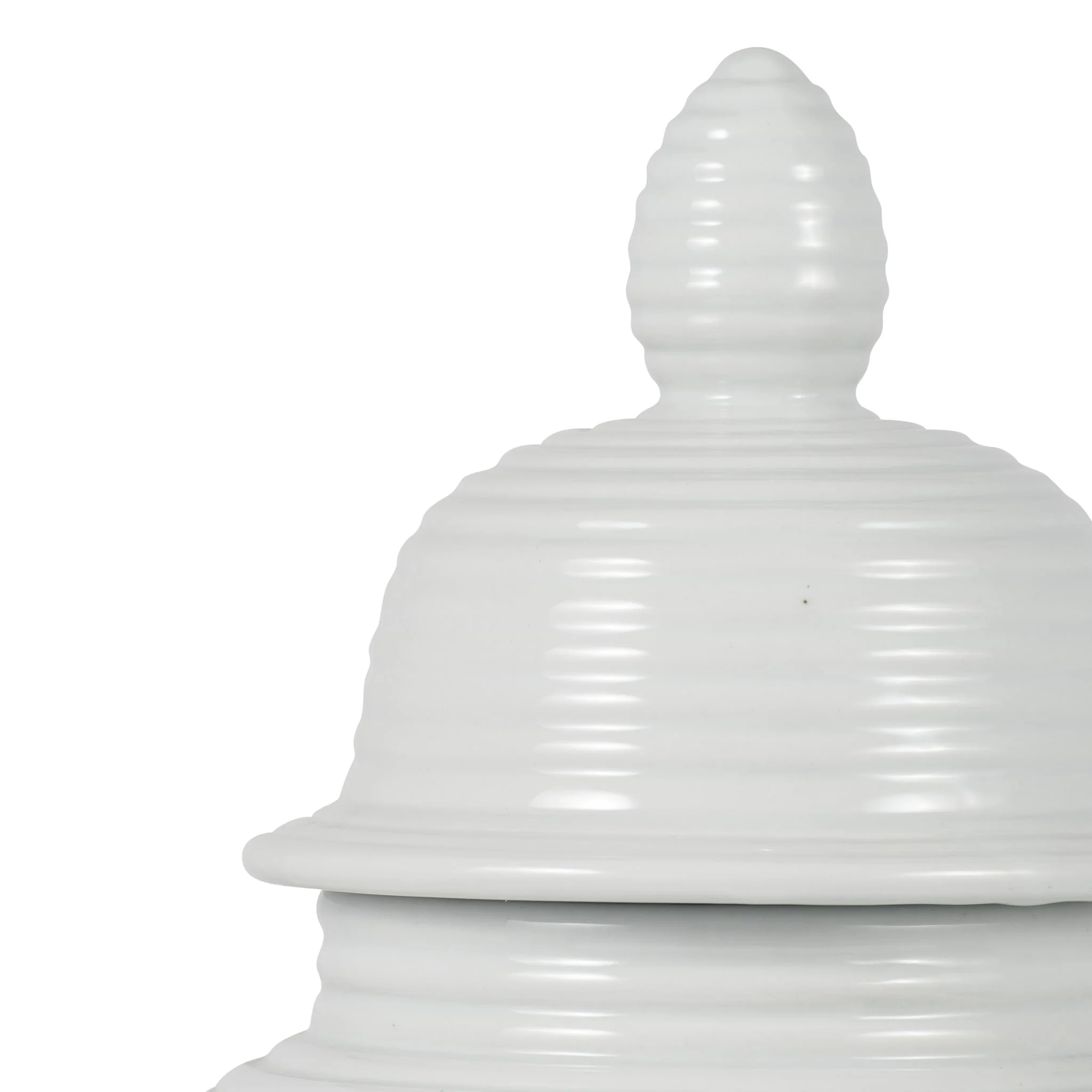 Cer, 18" Ribbed Temple Jar, White - Image 3