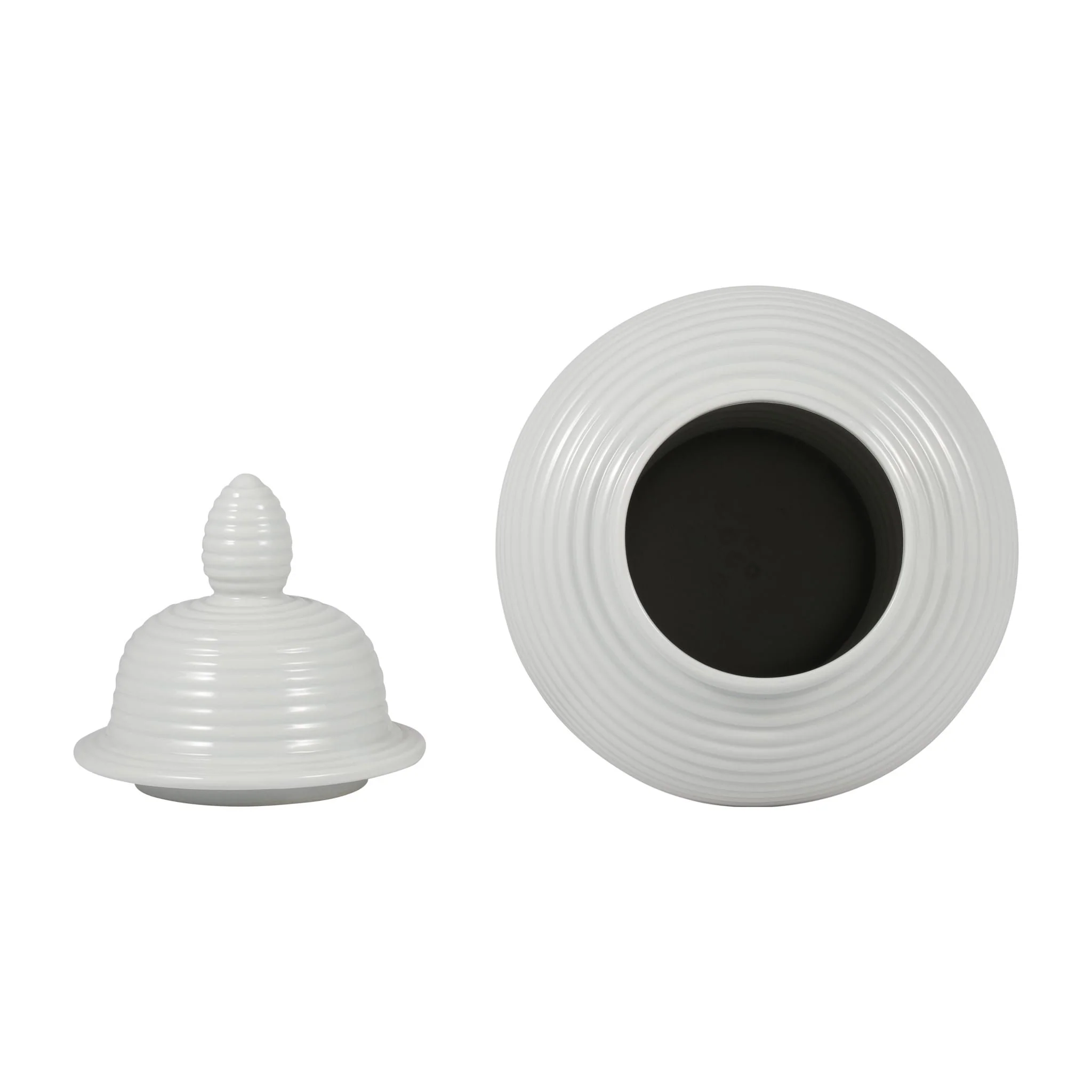 Cer, 18" Ribbed Temple Jar, White - Image 5