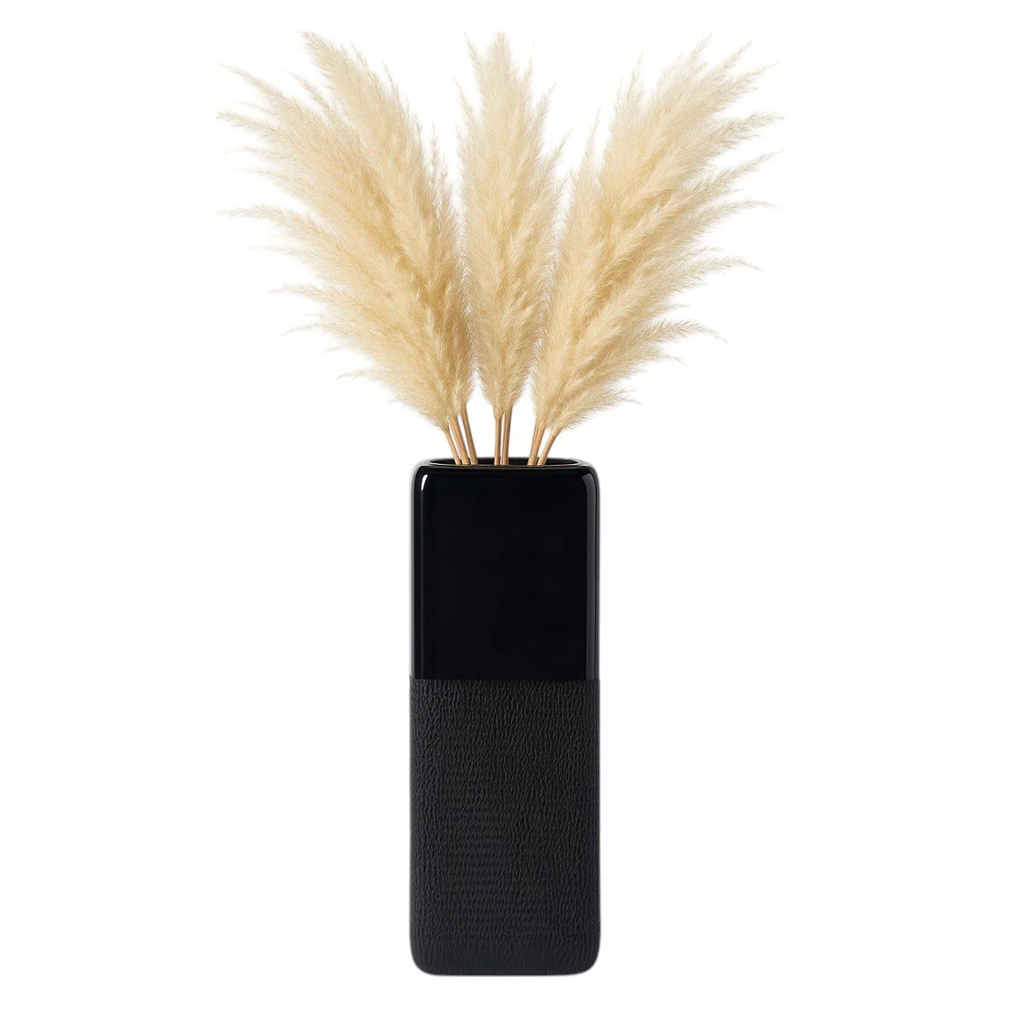 Cer, 18" Squared Grooved Vase, Black - Image 2