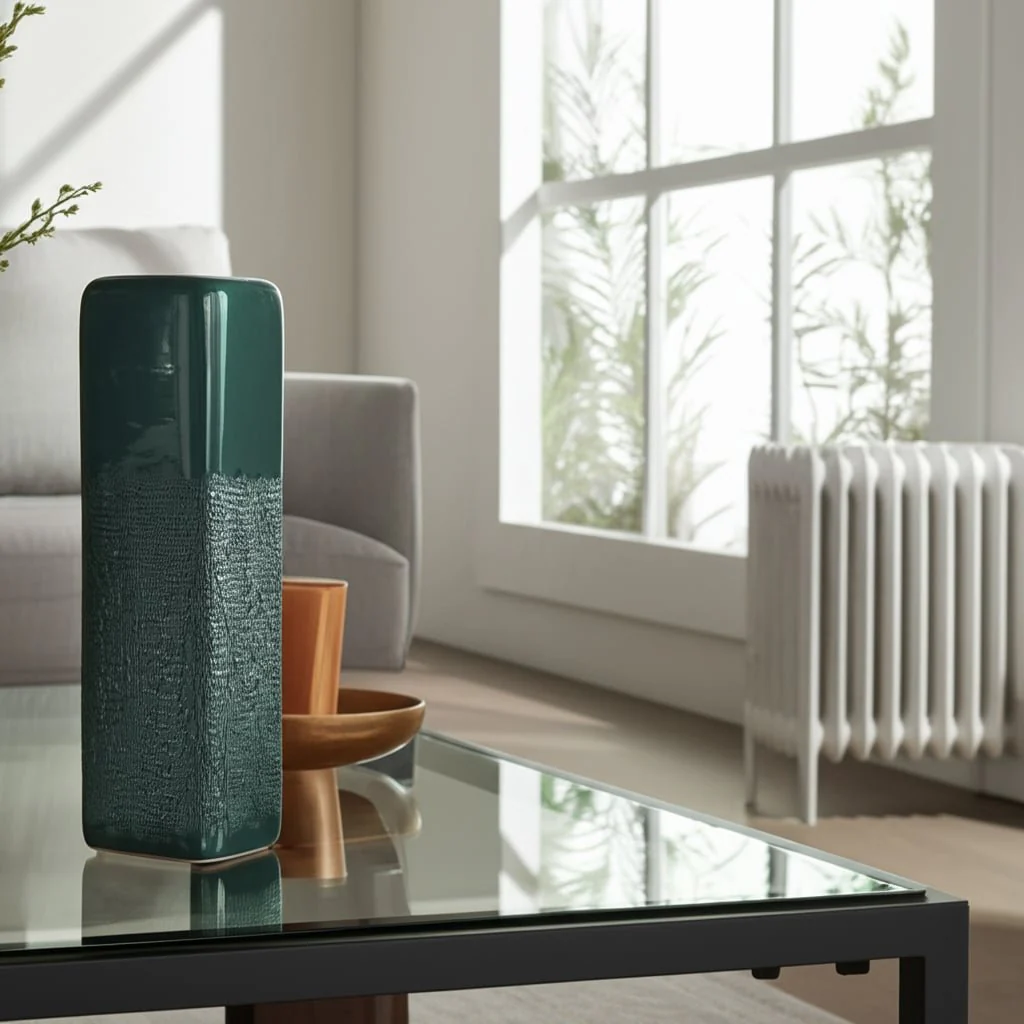 Cer, 18" Squared Grooved Vase, Forest Green - Image 12
