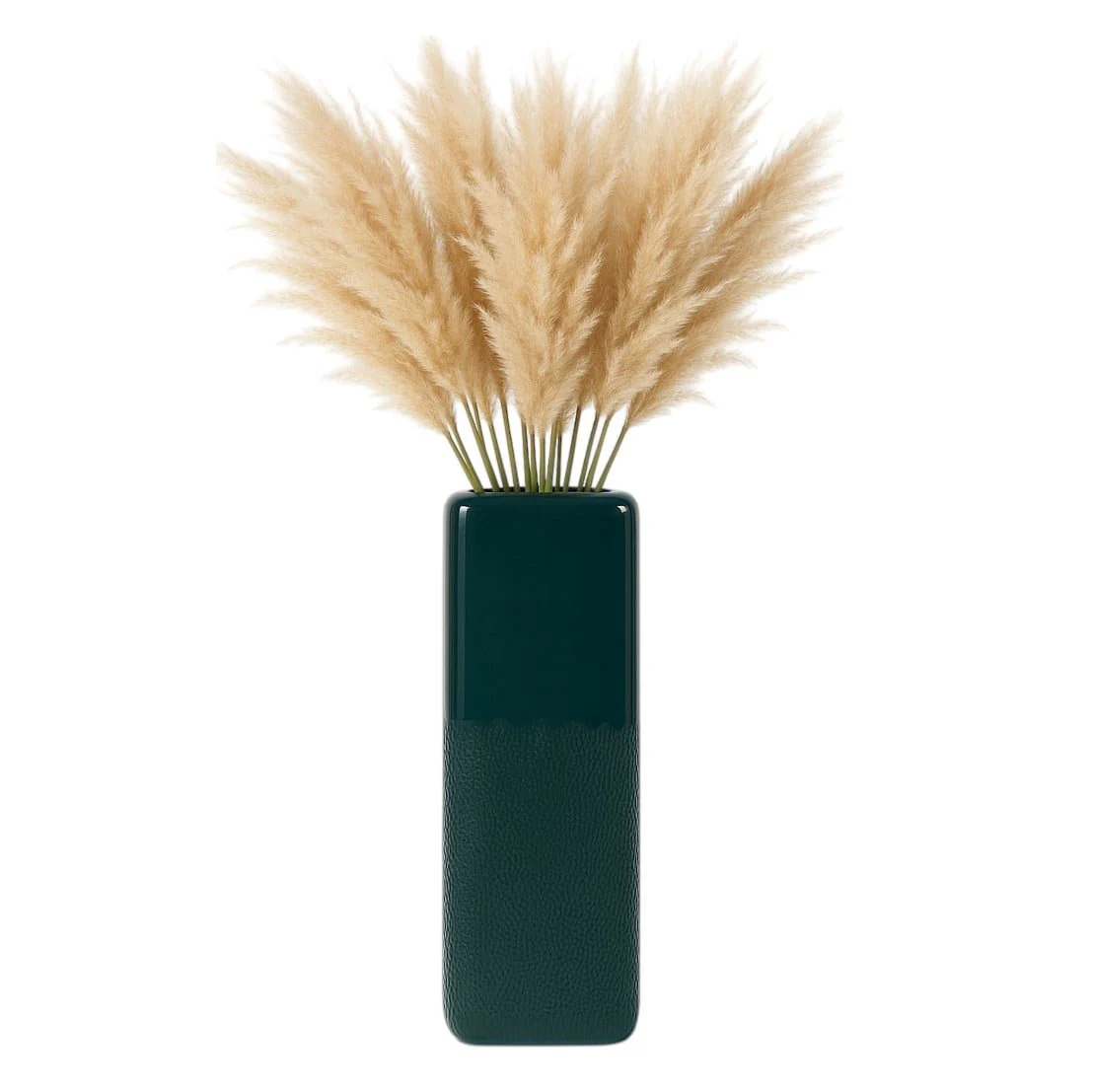 Cer, 18" Squared Grooved Vase, Forest Green - Image 2