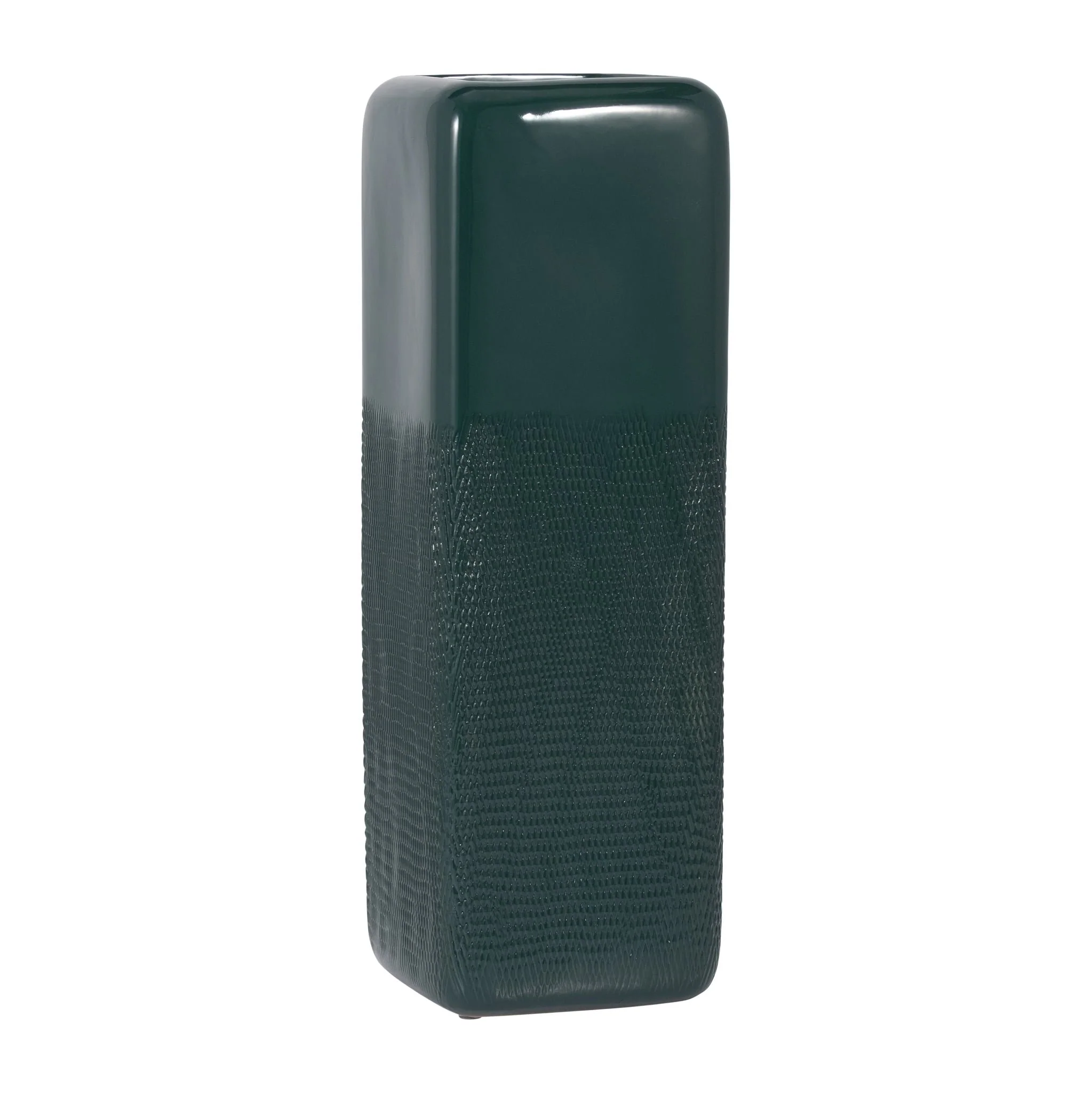 Cer, 18" Squared Grooved Vase, Forest Green - Image 3
