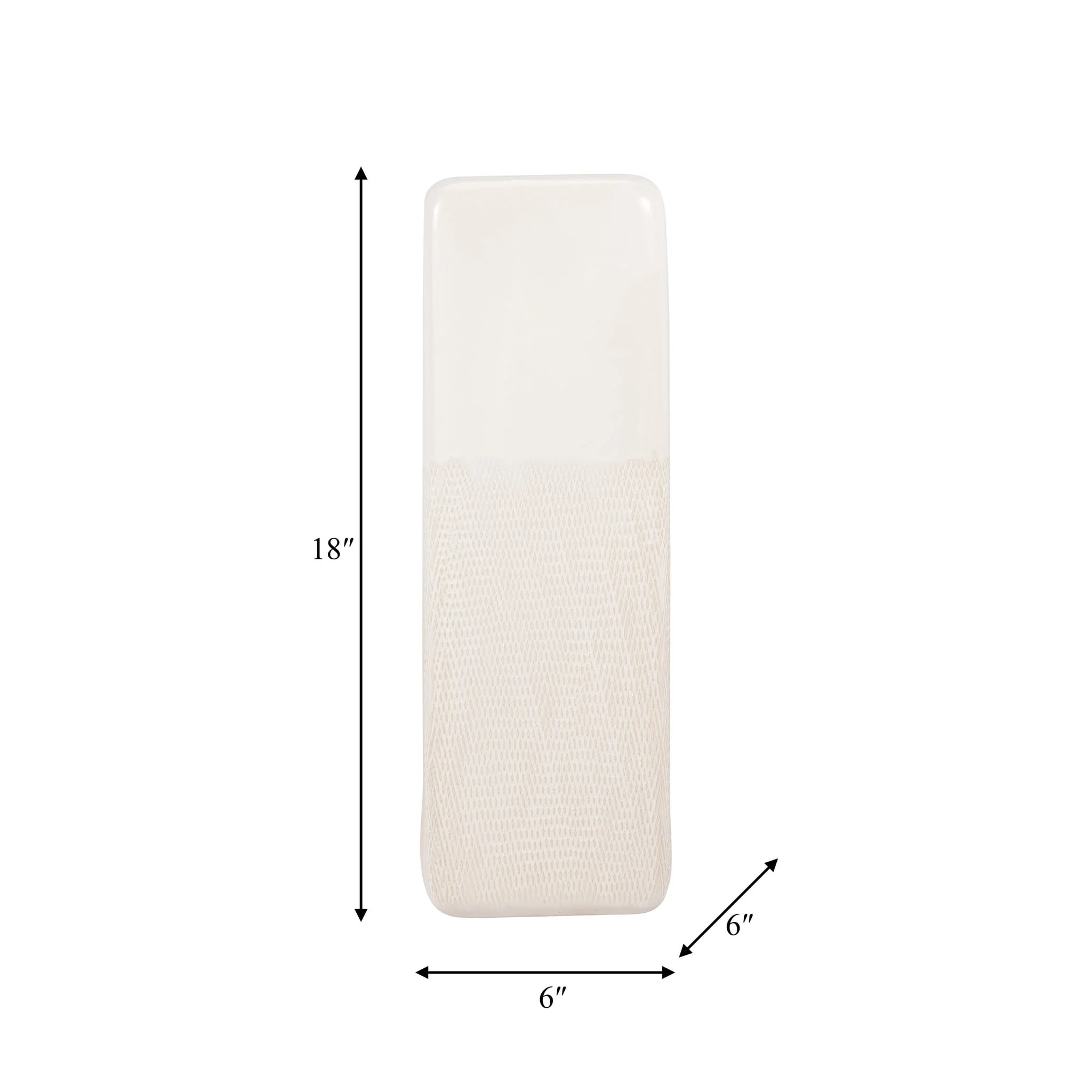 Cer, 18" Squared Grooved Vase, Ivory - Image 7