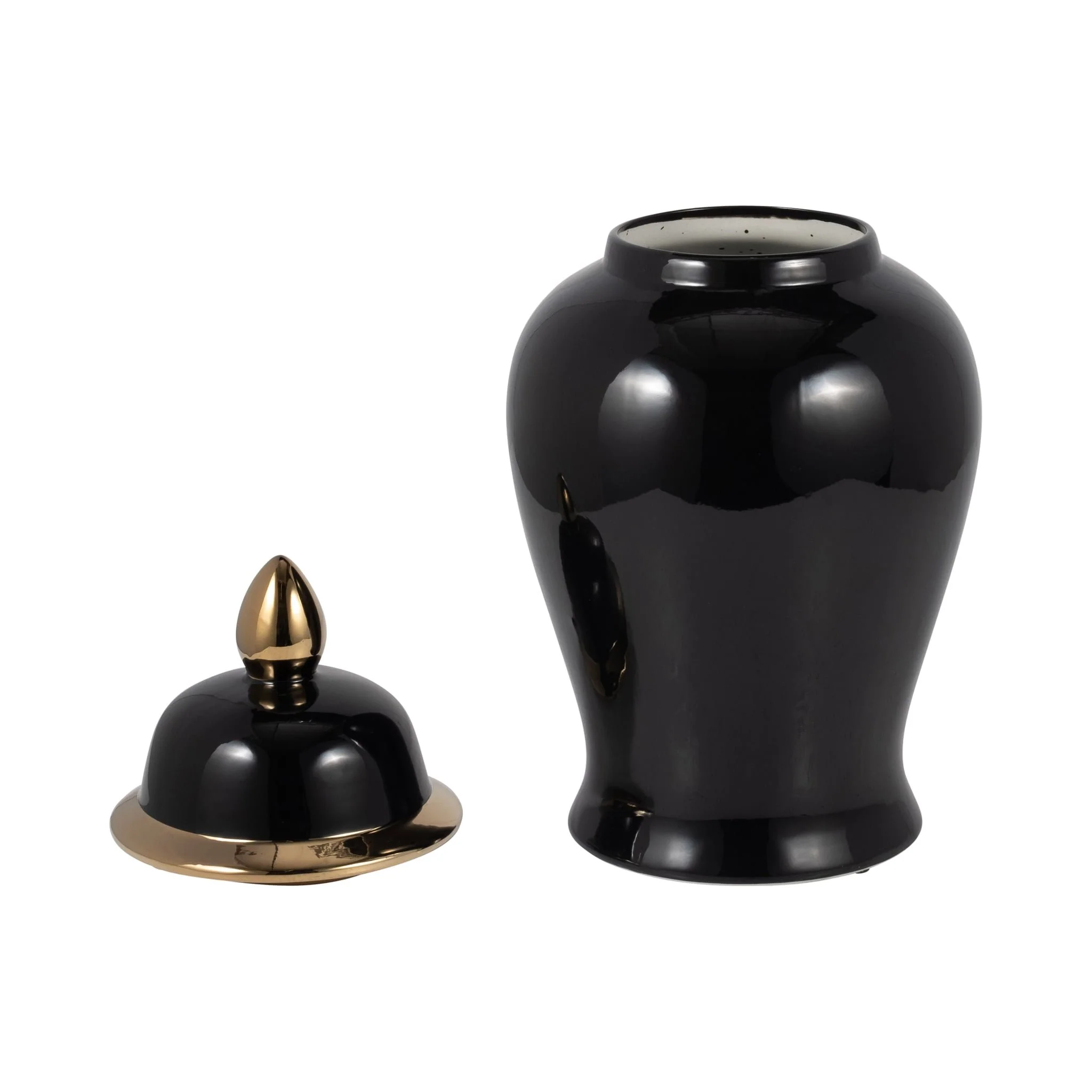 Cer, 18" Temple Jar, Black/gold - Image 2