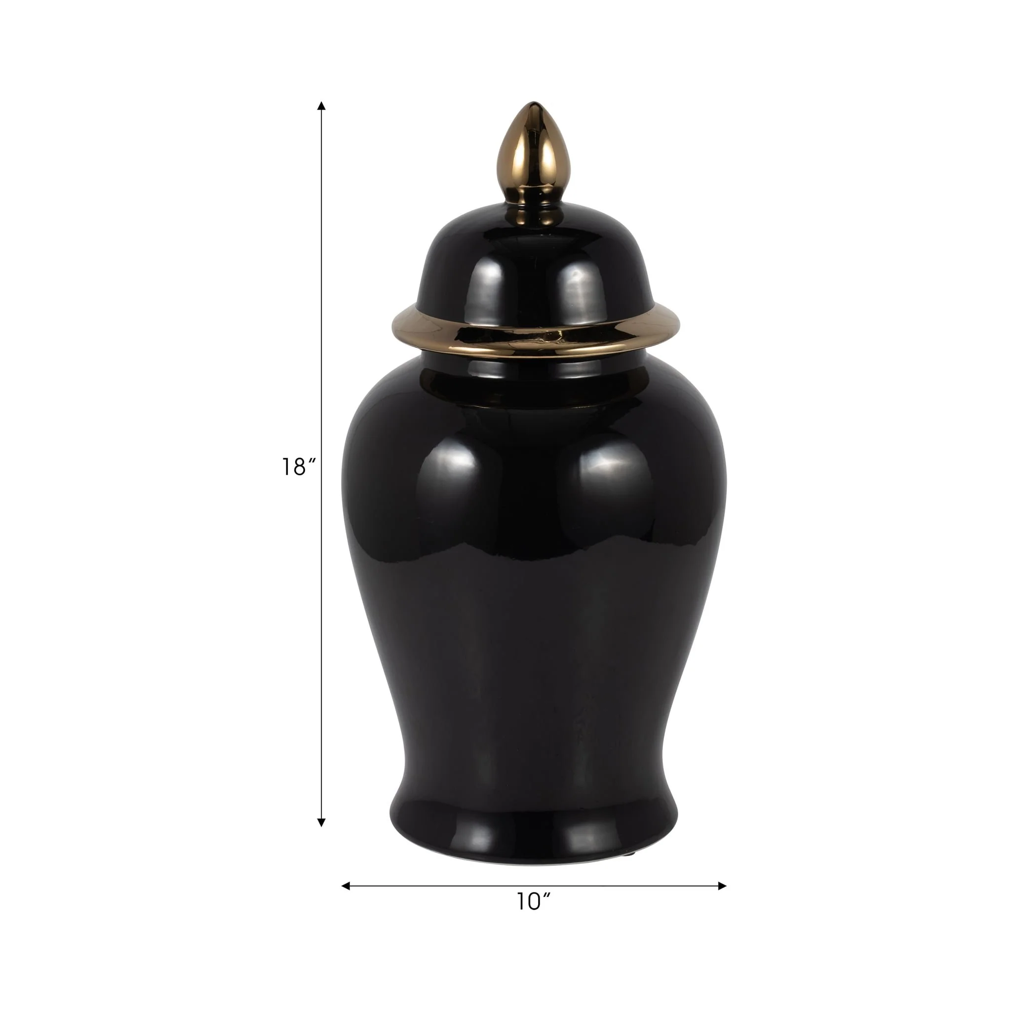Cer, 18" Temple Jar, Black/gold - Image 8