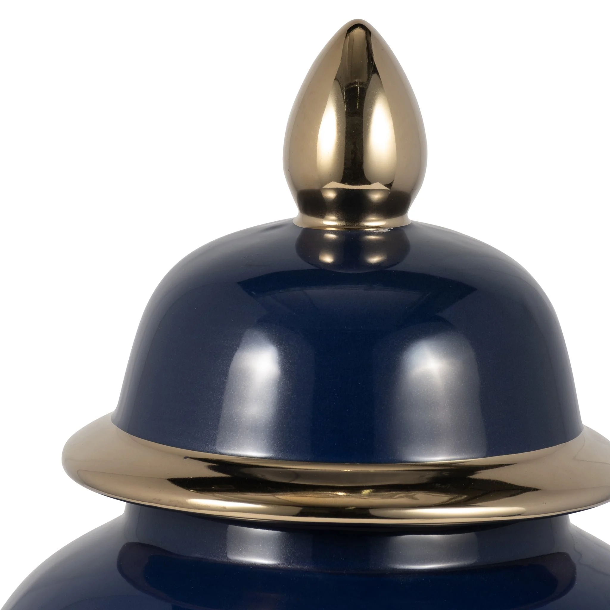 Cer, 18" Temple Jar, Navy/gold - Image 3