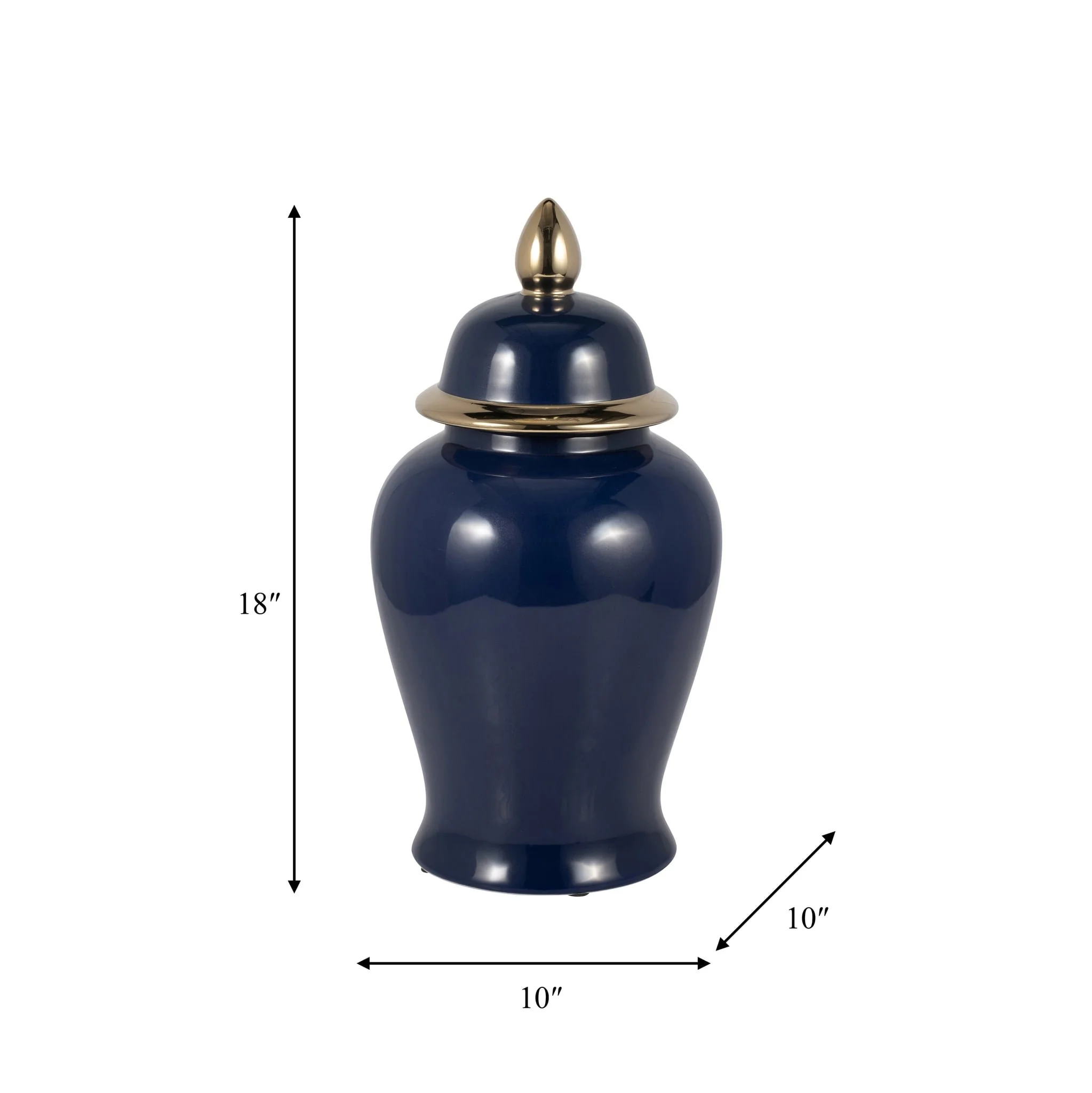Cer, 18" Temple Jar, Navy/gold - Image 8