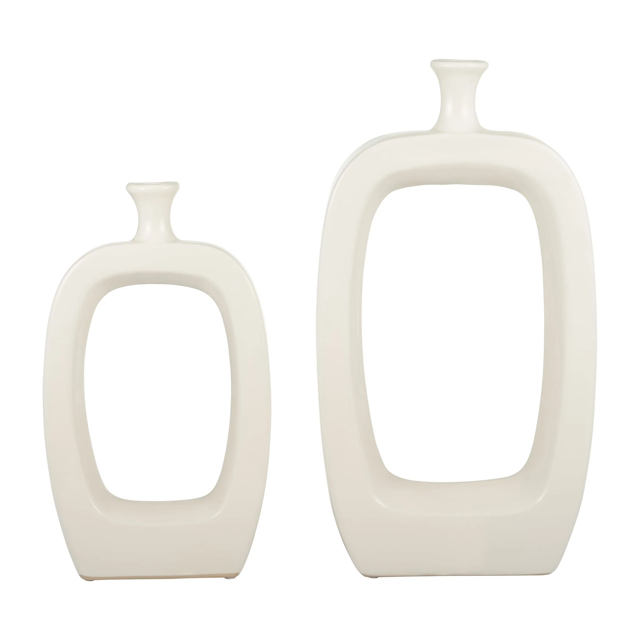 Cer, 18" Vase W/cut-out, Cream - Image 8