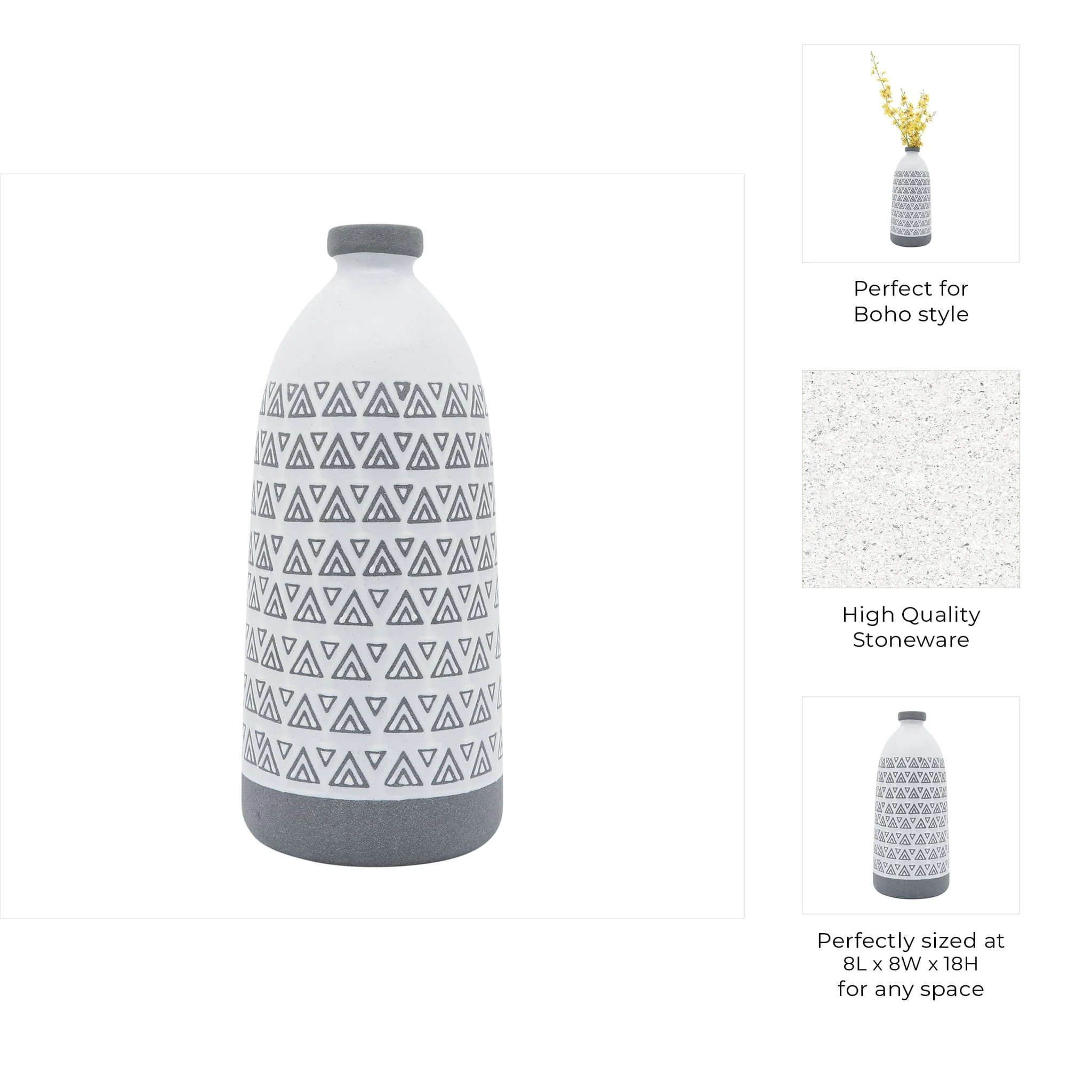 Cer, 18"h Aztec Vase, Gray - Image 6