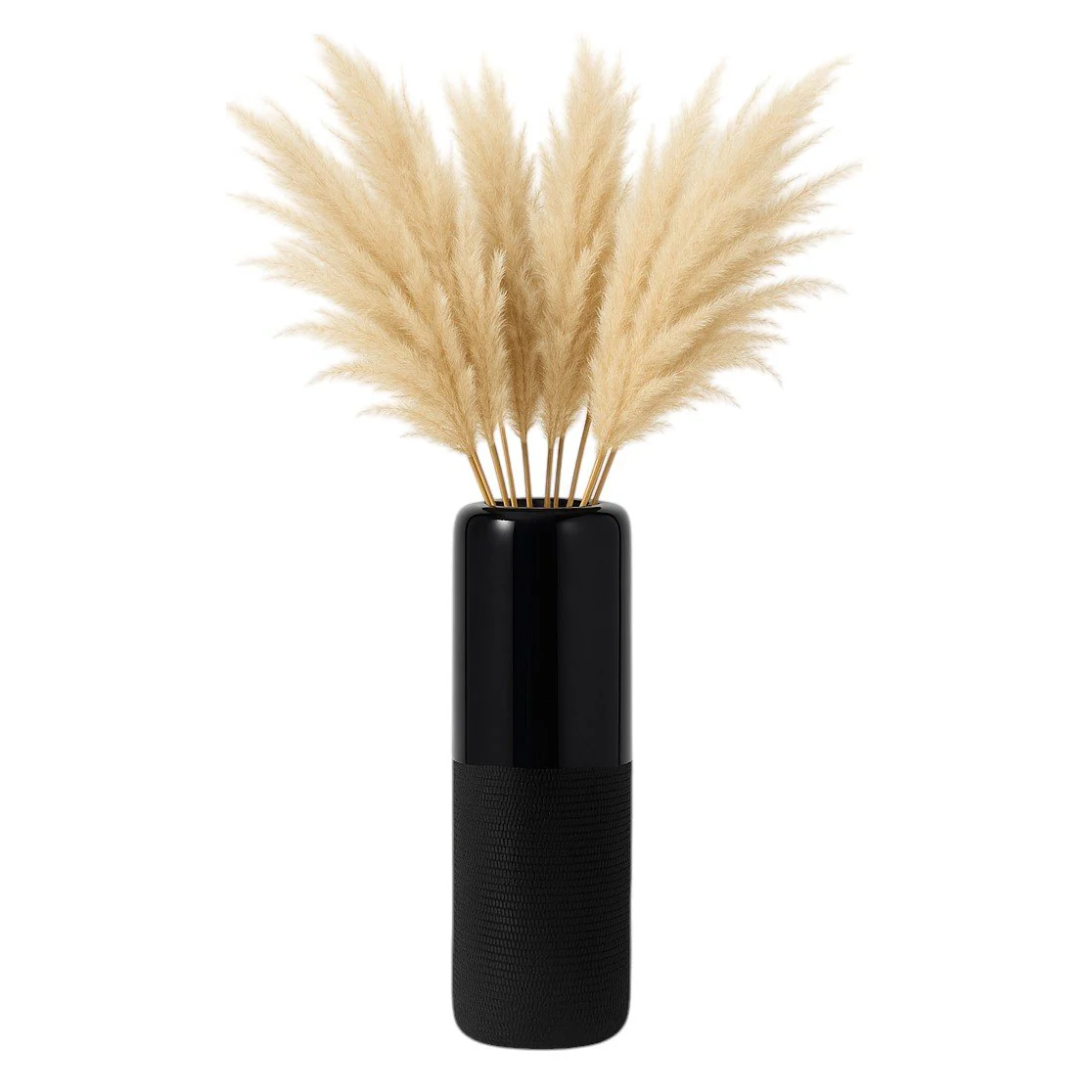 Cer, 18"h Grooved Vase, Black - Image 2