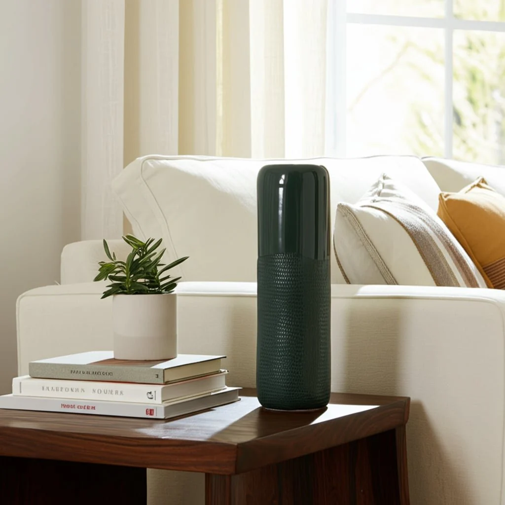 Cer, 18"h Grooved Vase, Forest Green - Image 10