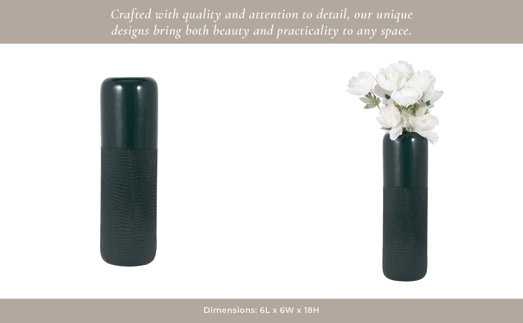 Cer, 18"h Grooved Vase, Forest Green - Image 12