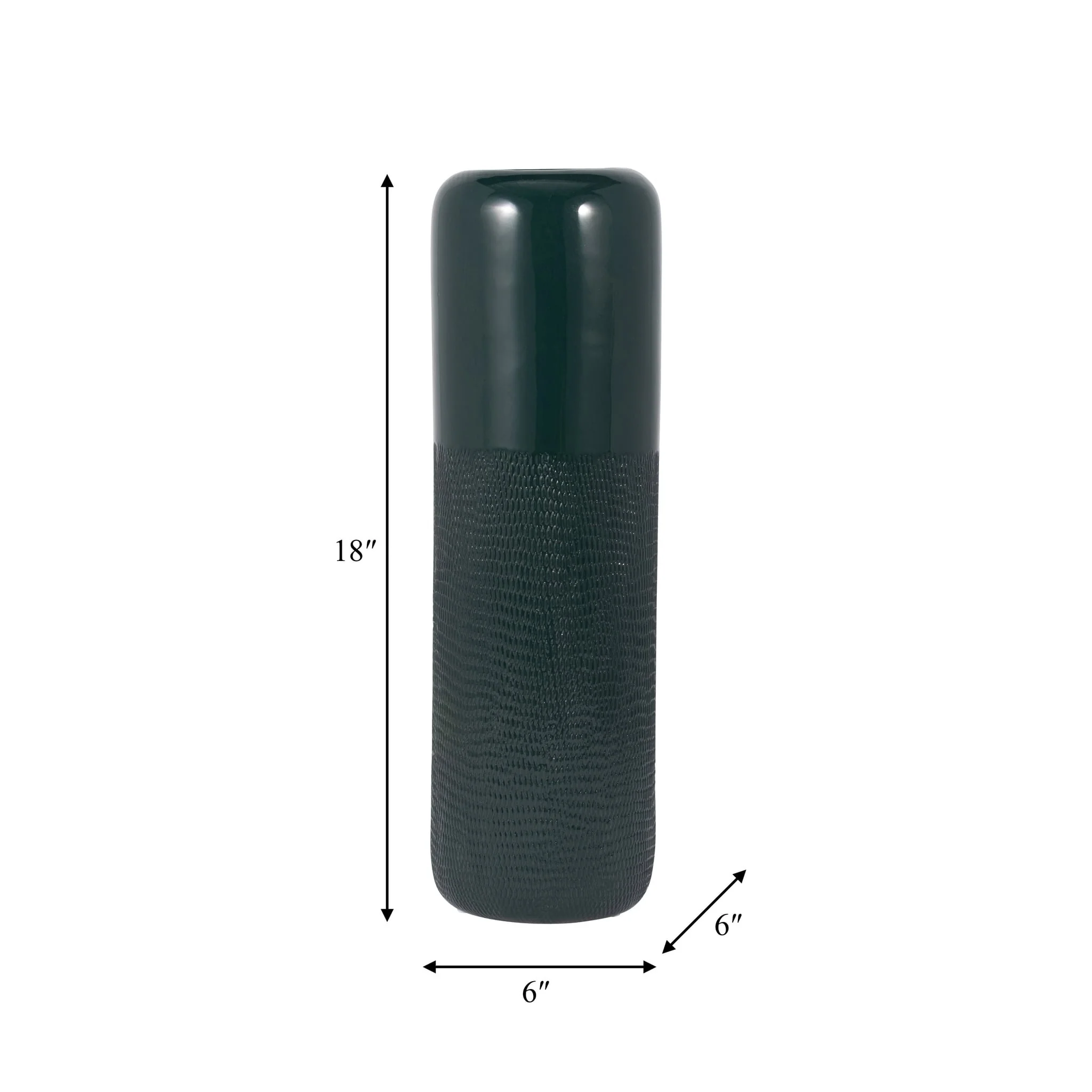 Cer, 18"h Grooved Vase, Forest Green - Image 6