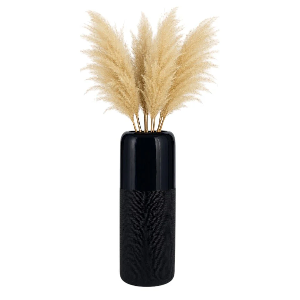 Cer, 18"h Grooved Vase, Navy Blue - Image 2