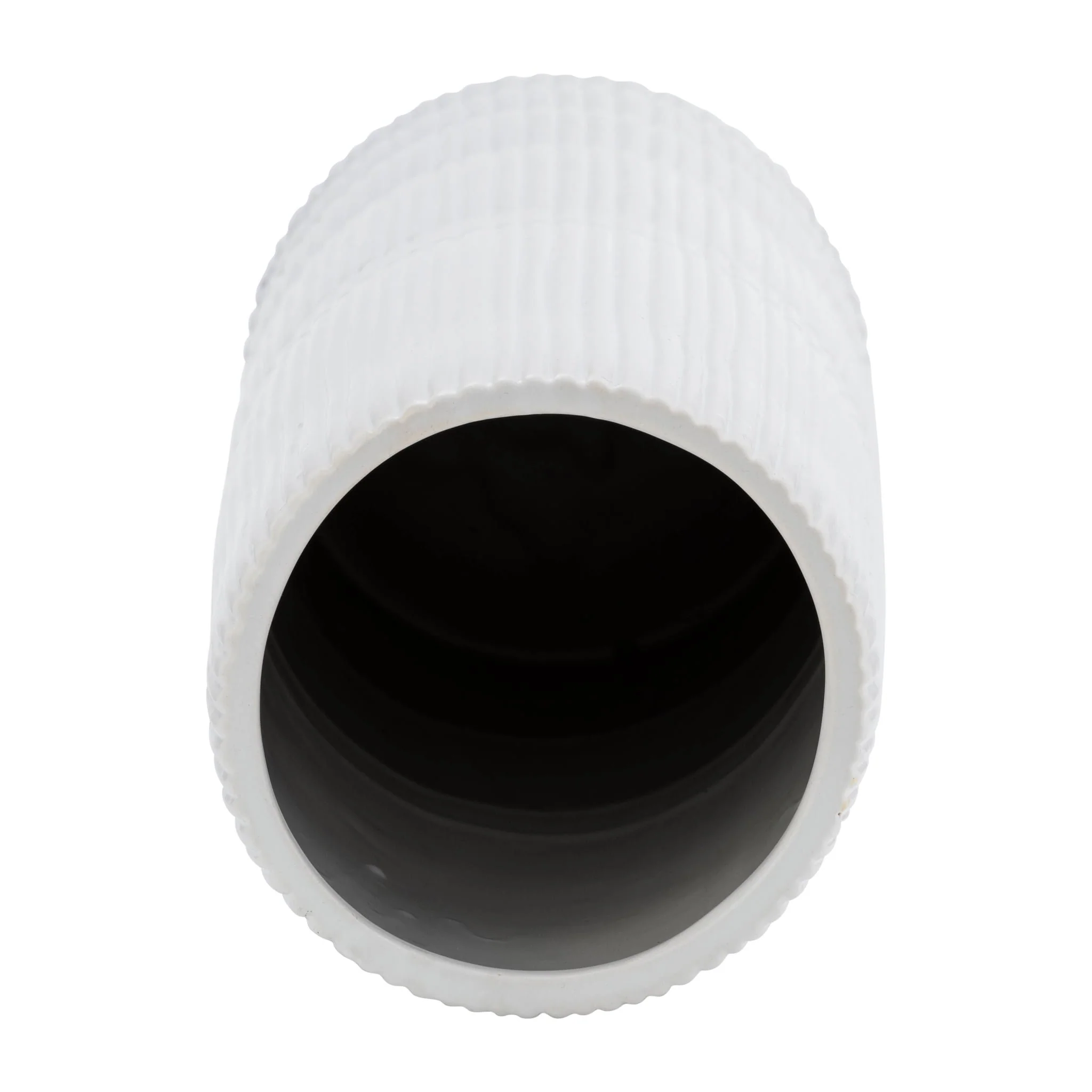 Cer, 18"h Lined Cylinder Vase, White - Image 4