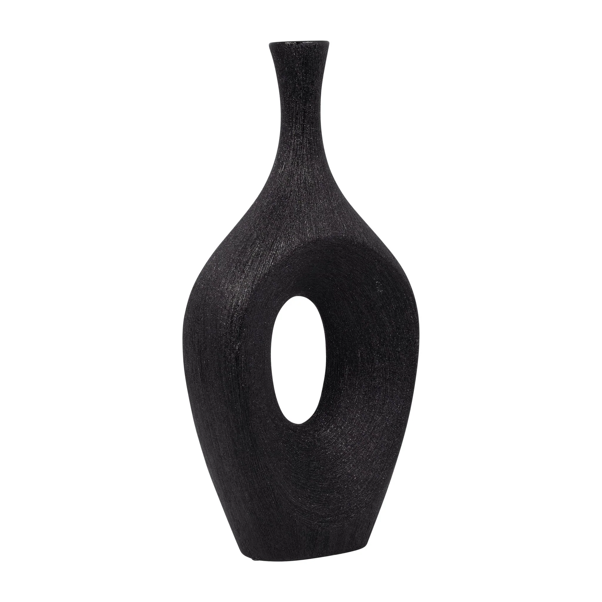 Cer, 19" Beaded Open Cut Vase, Black - Image 2