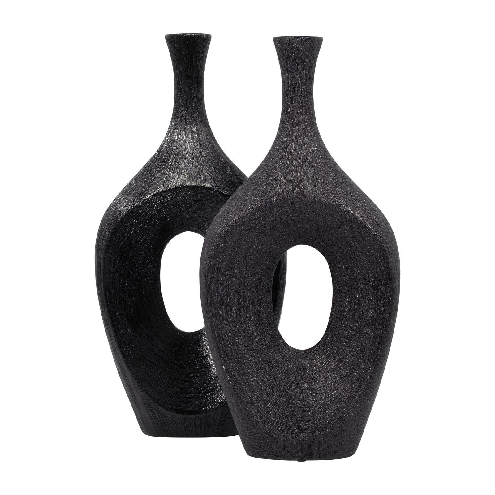 Cer, 19" Beaded Open Cut Vase, Black - Image 8