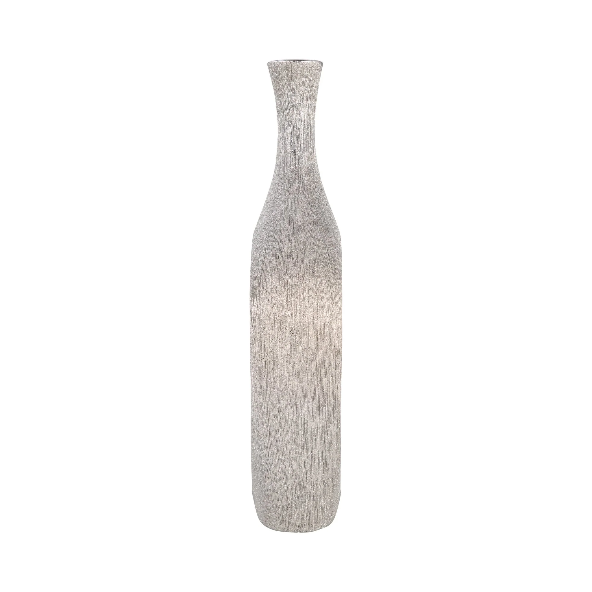 Cer, 19" Beaded Open Cut Vase, Silver - Image 4