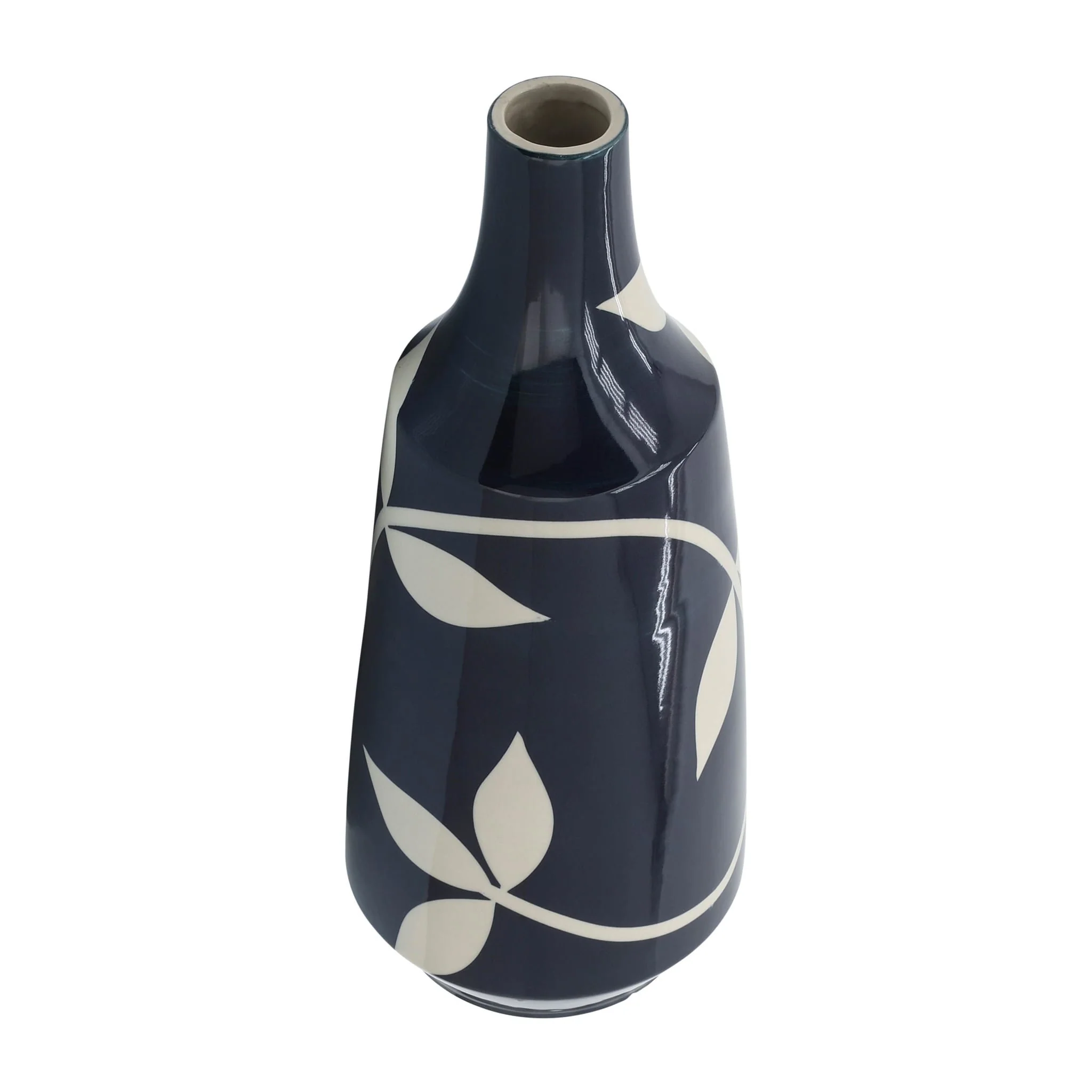 Cer,  19" Leaf Vase, Blue - Image 5