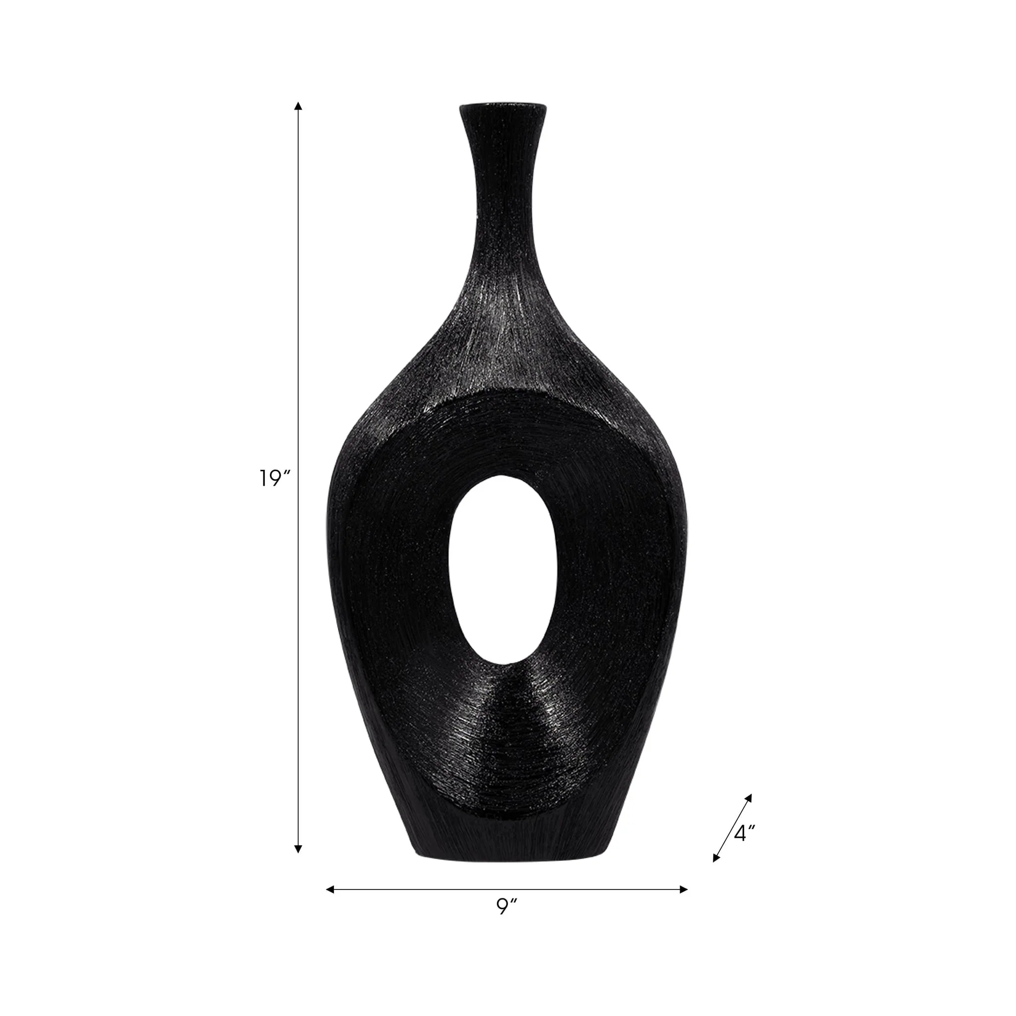 Cer, 19" Scratched Open Cut Vase, Black - Image 9