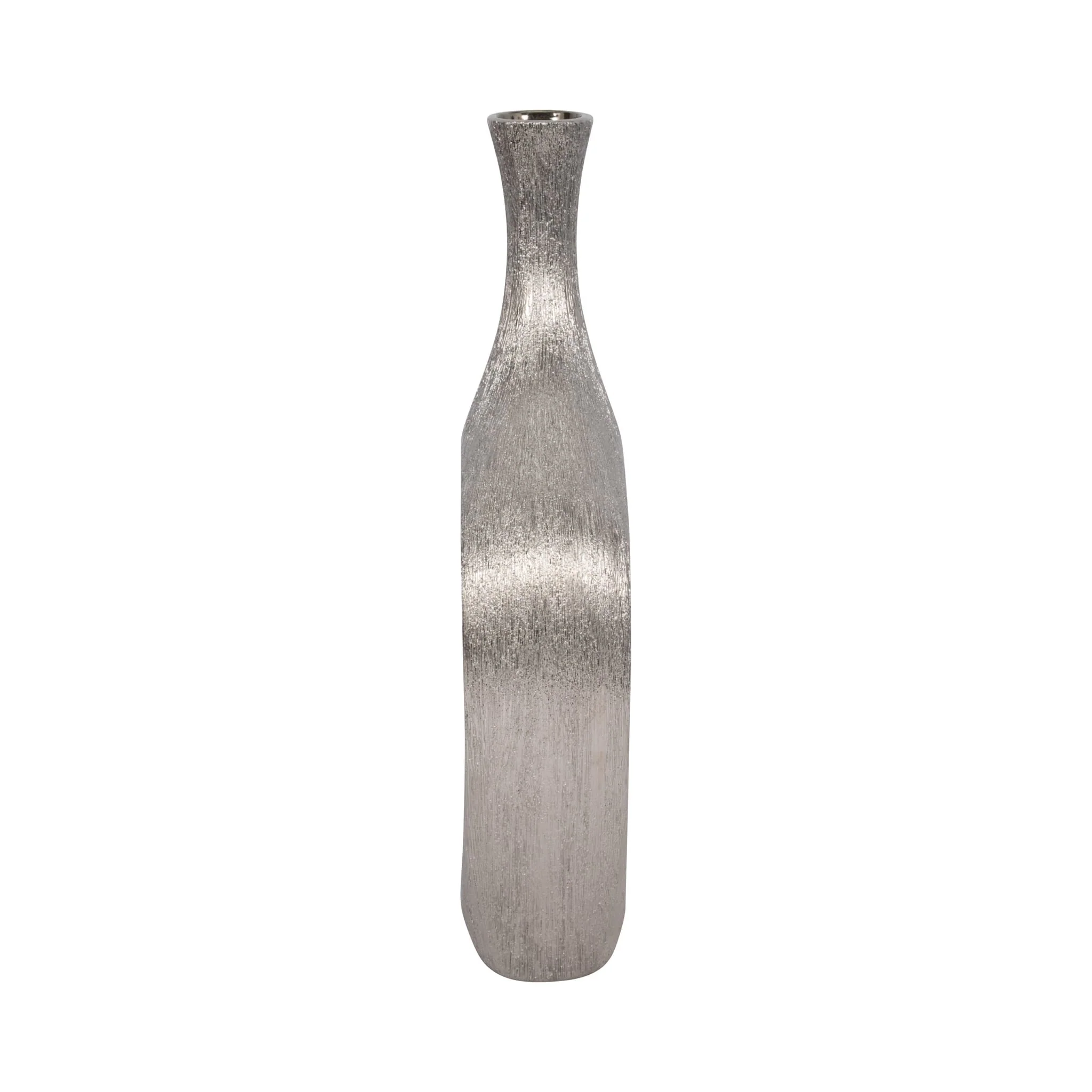 Cer, 19" Scratched Open Cut Vase, Silver - Image 4
