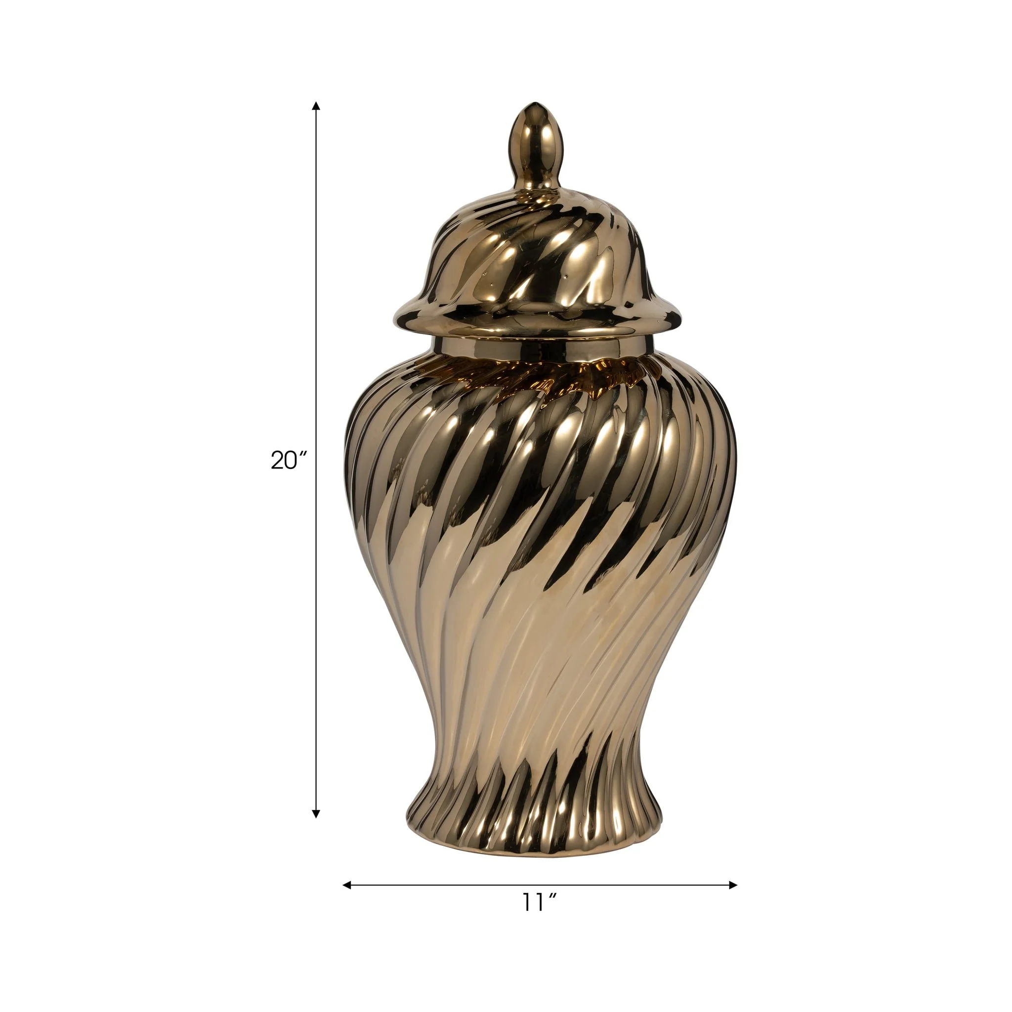 Cer, 20" Swirl Temple Jar, Gold - Image 9