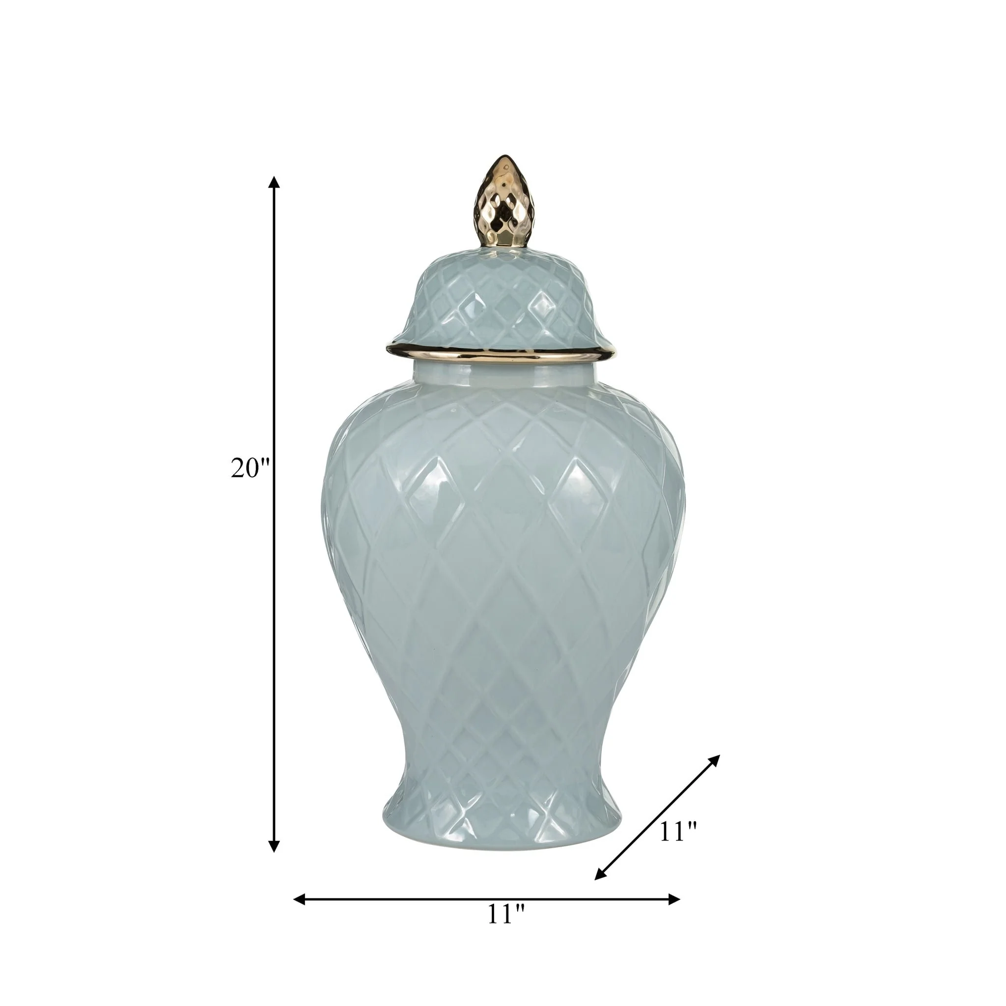 Cer, 20"h Rope Temple Jar, Blue/gold - Image 8