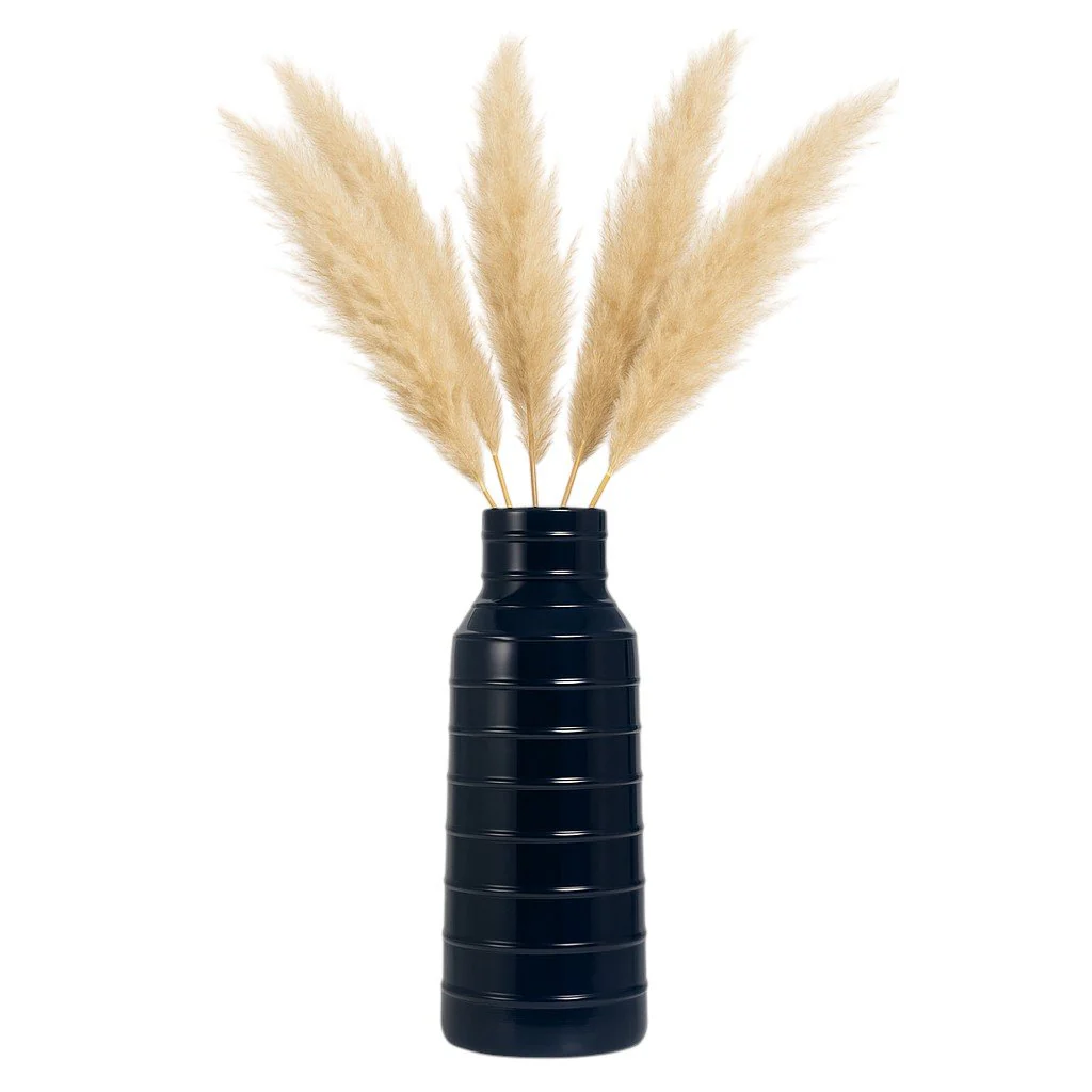Cer, 20"h Tribal Vase, Navy Blue - Image 2