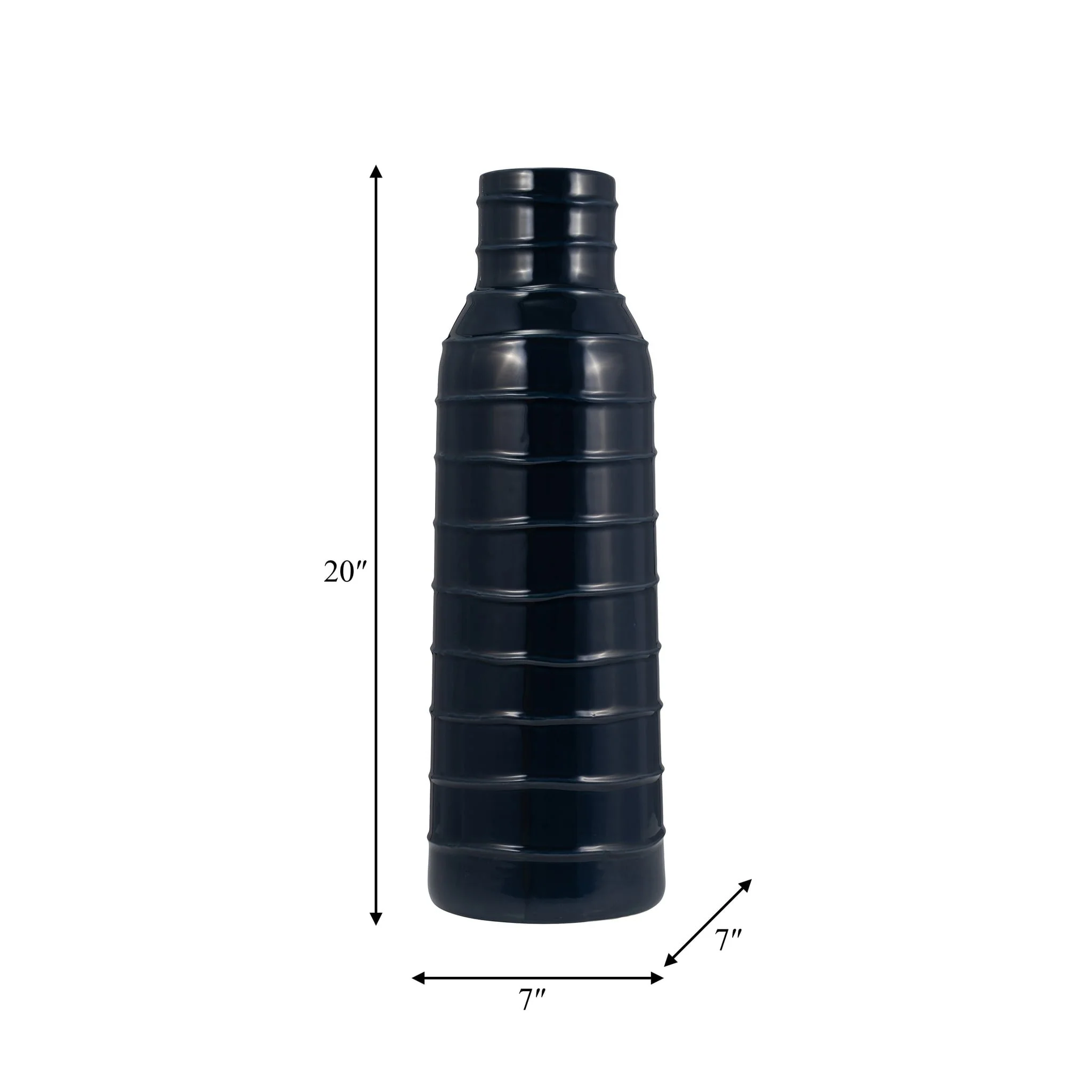 Cer, 20"h Tribal Vase, Navy Blue - Image 7