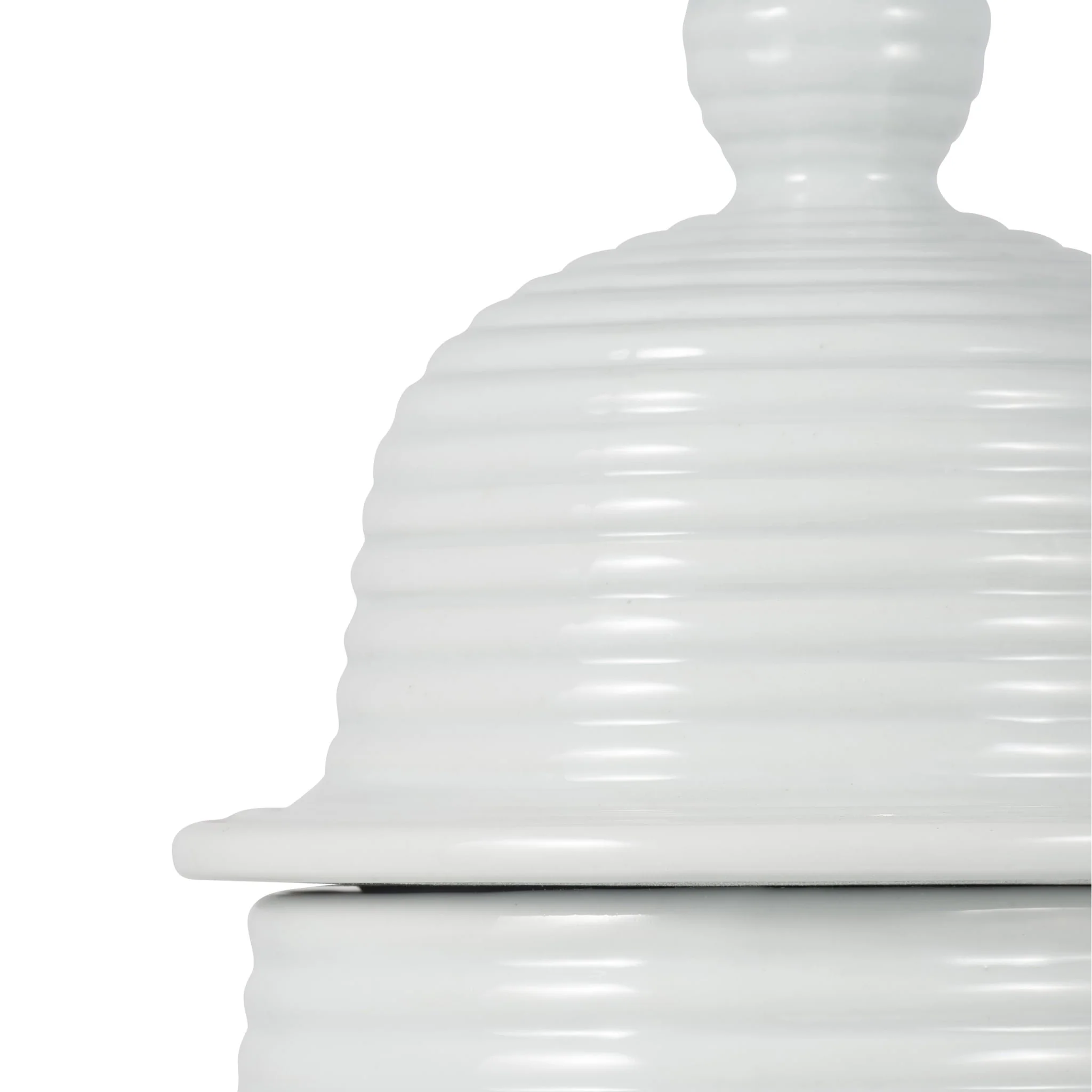 Cer, 24" Ribbed Temple Jar, White - Image 3