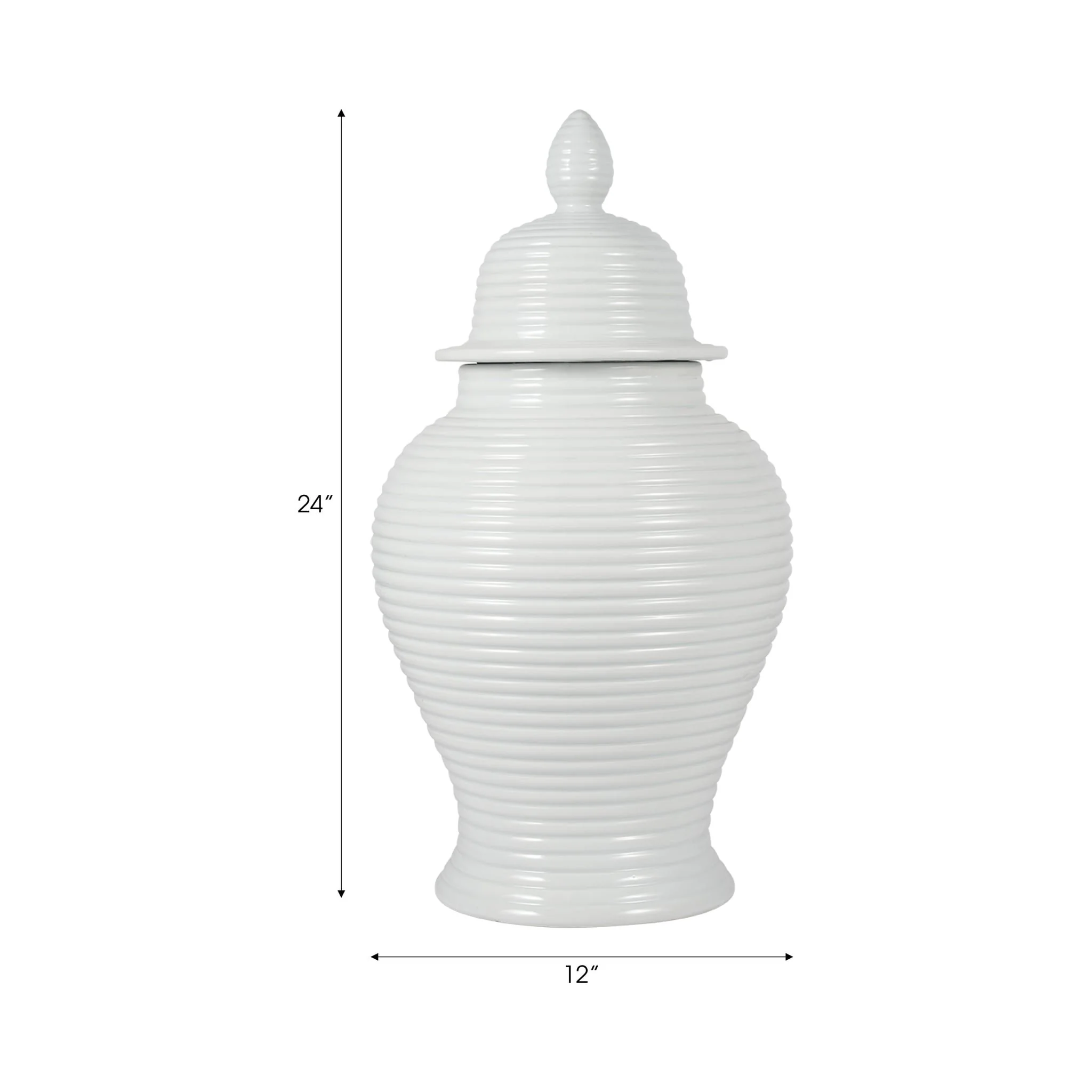 Cer, 24" Ribbed Temple Jar, White - Image 8