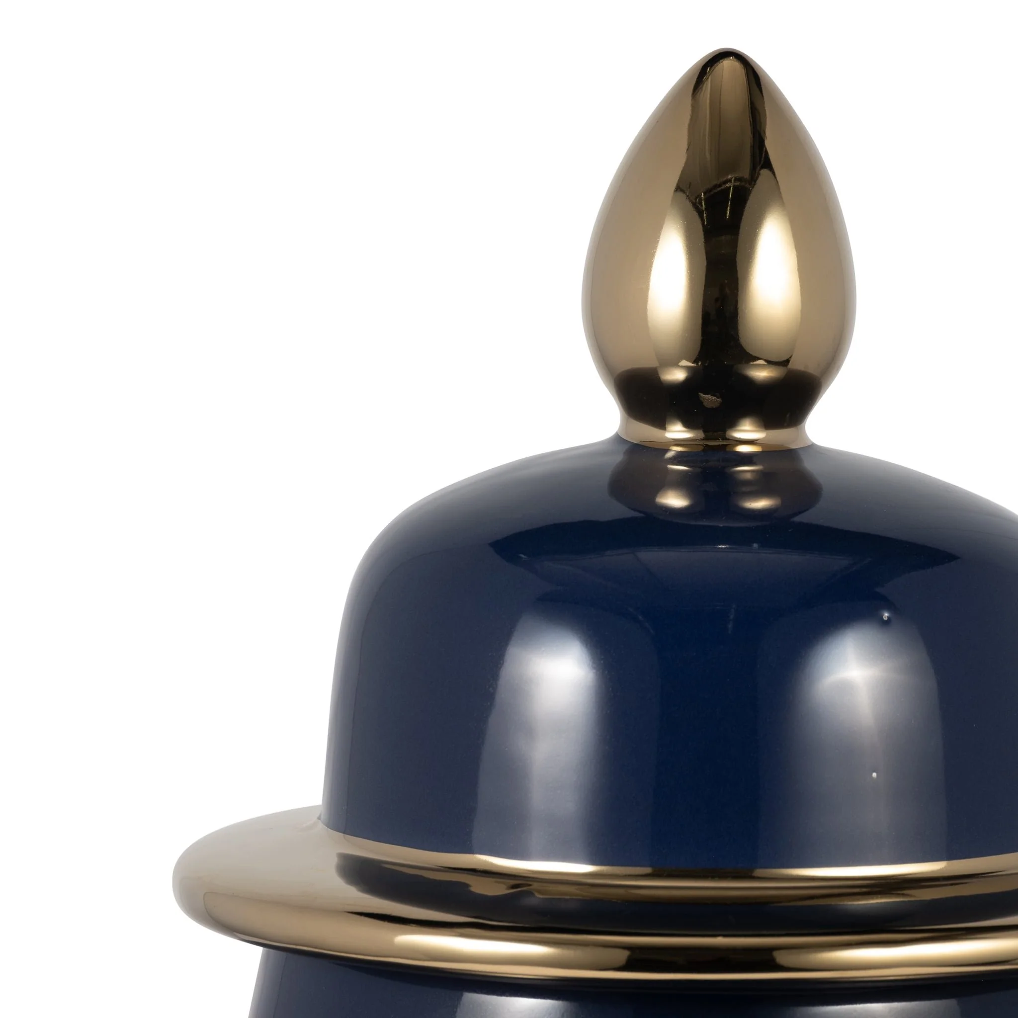 Cer, 24" Temple Jar, Navy/gold - Image 3