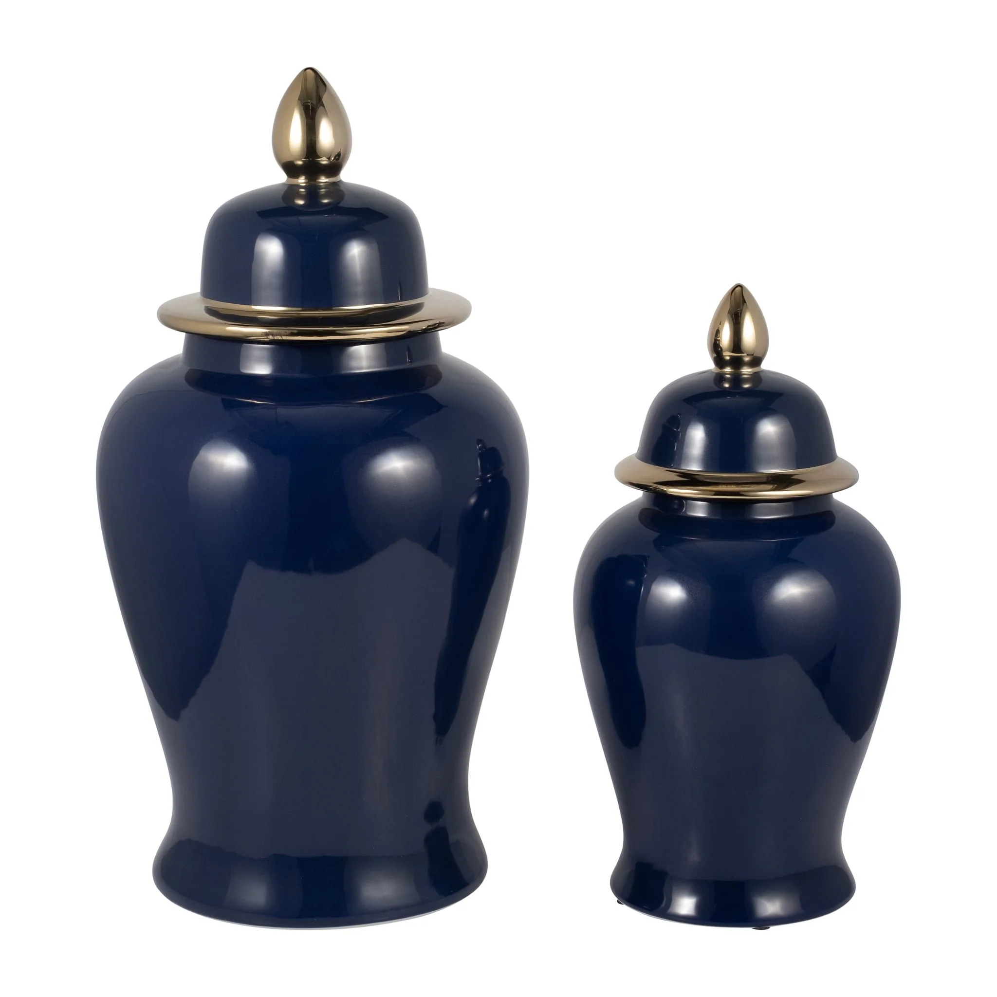 Cer, 24" Temple Jar, Navy/gold - Image 7