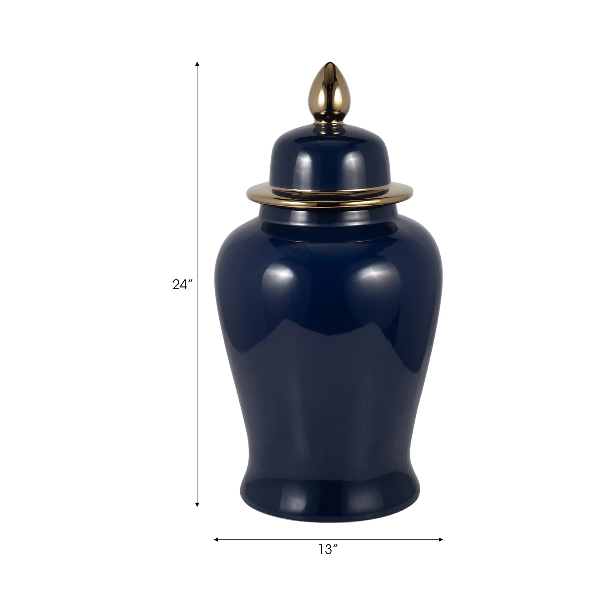 Cer, 24" Temple Jar, Navy/gold - Image 8