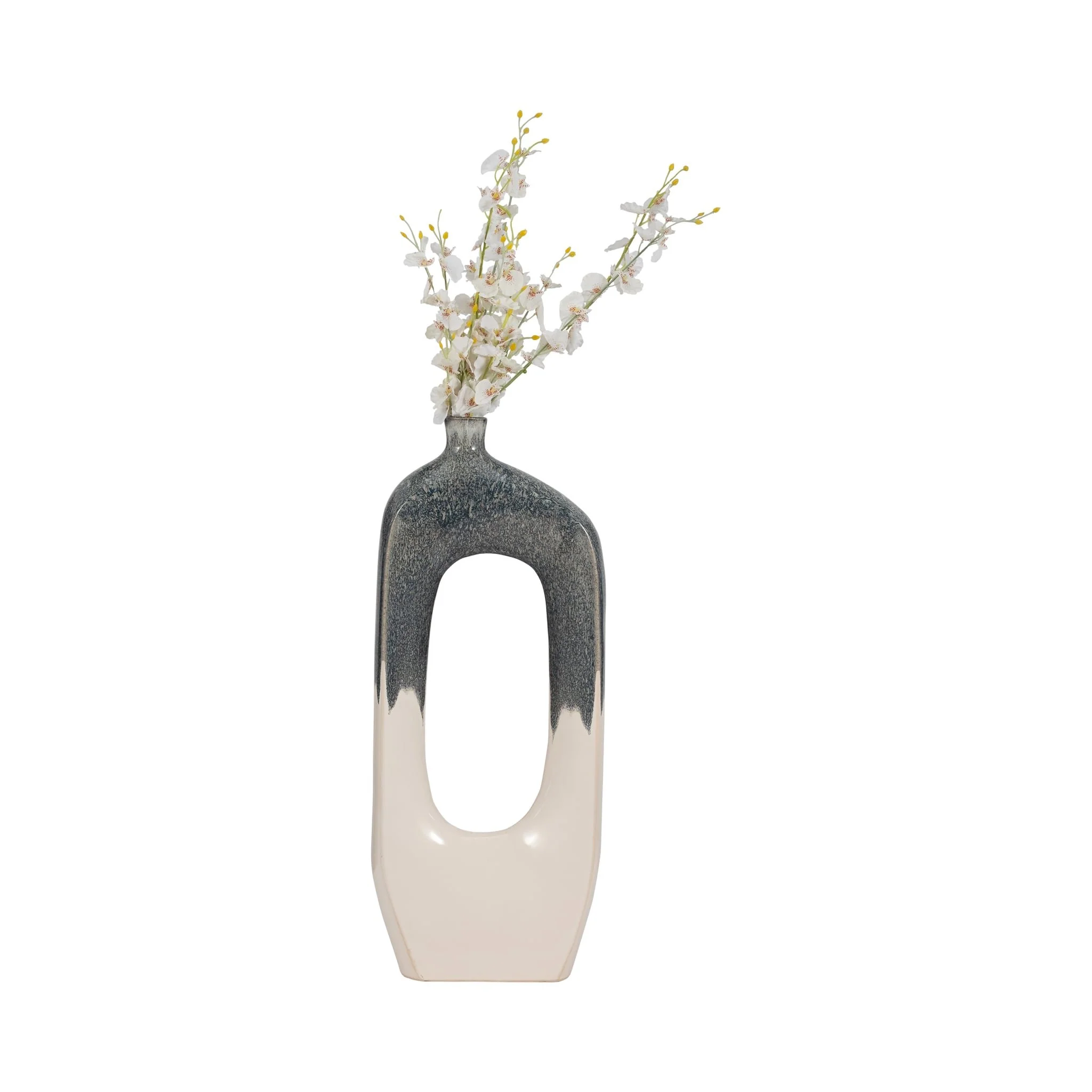 Cer, 26" Curvy Open Cut-out Vase, Blue/white - Image 2