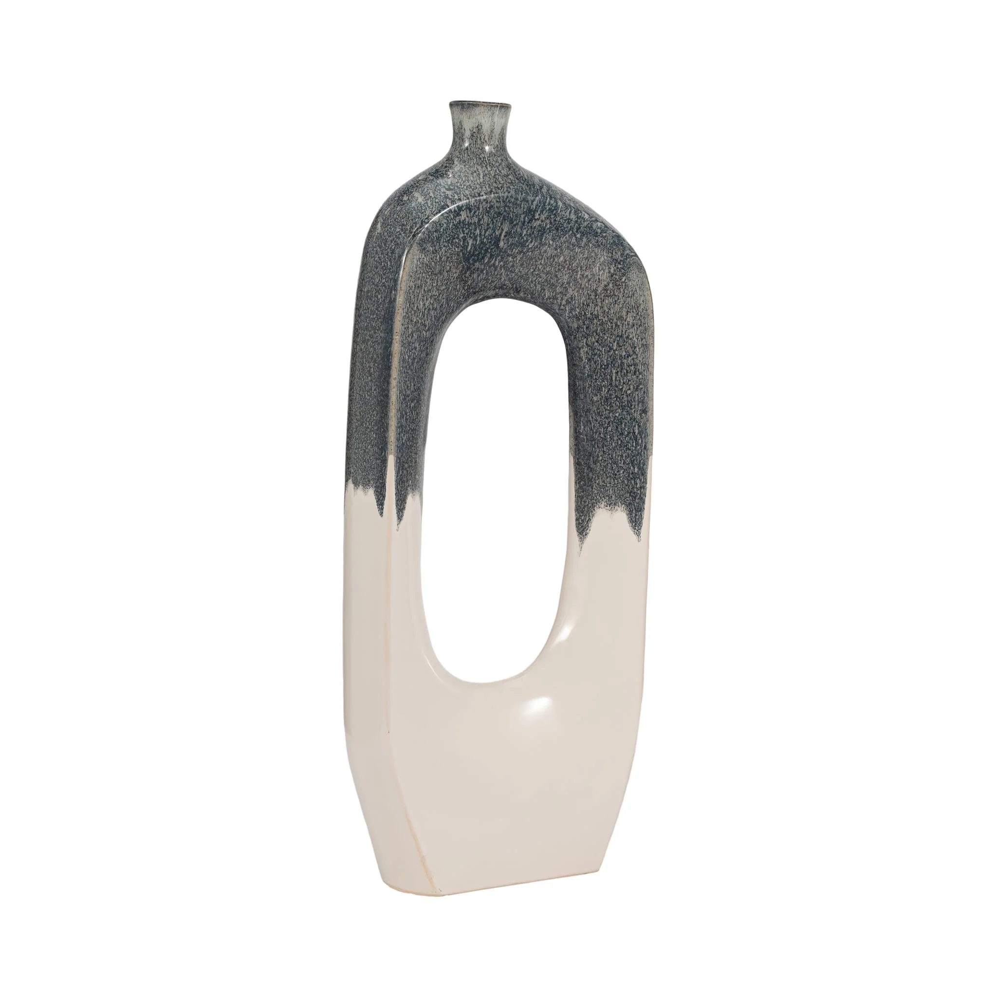 Cer, 26" Curvy Open Cut-out Vase, Blue/white - Image 3